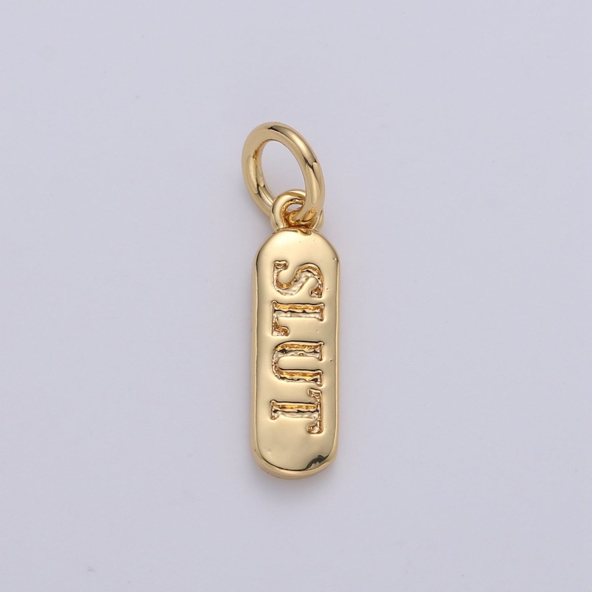 Dainty Gold Pill Bar Pendant, love mom hope happy chill words charm, 14K Gold Filed Pendant for Bracelet Necklace Earring Component Supply | D-506, D-323-D-330, D-747 - DLUXCA