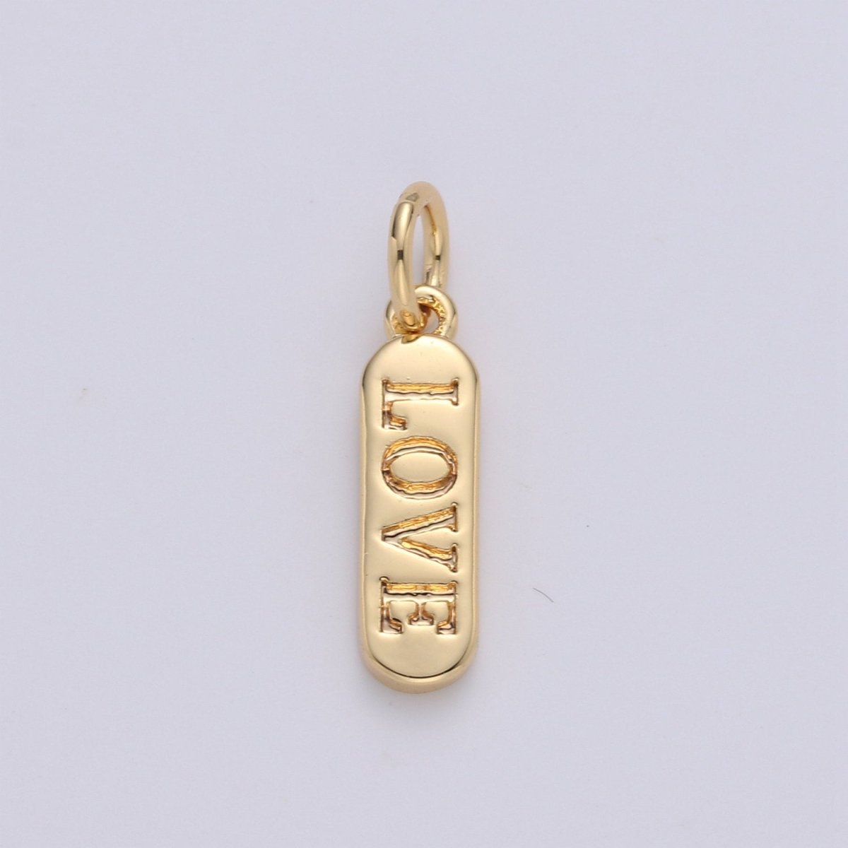 Dainty Gold Pill Bar Pendant, love mom hope happy chill words charm, 14K Gold Filed Pendant for Bracelet Necklace Earring Component Supply | D-506, D-323-D-330, D-747 - DLUXCA