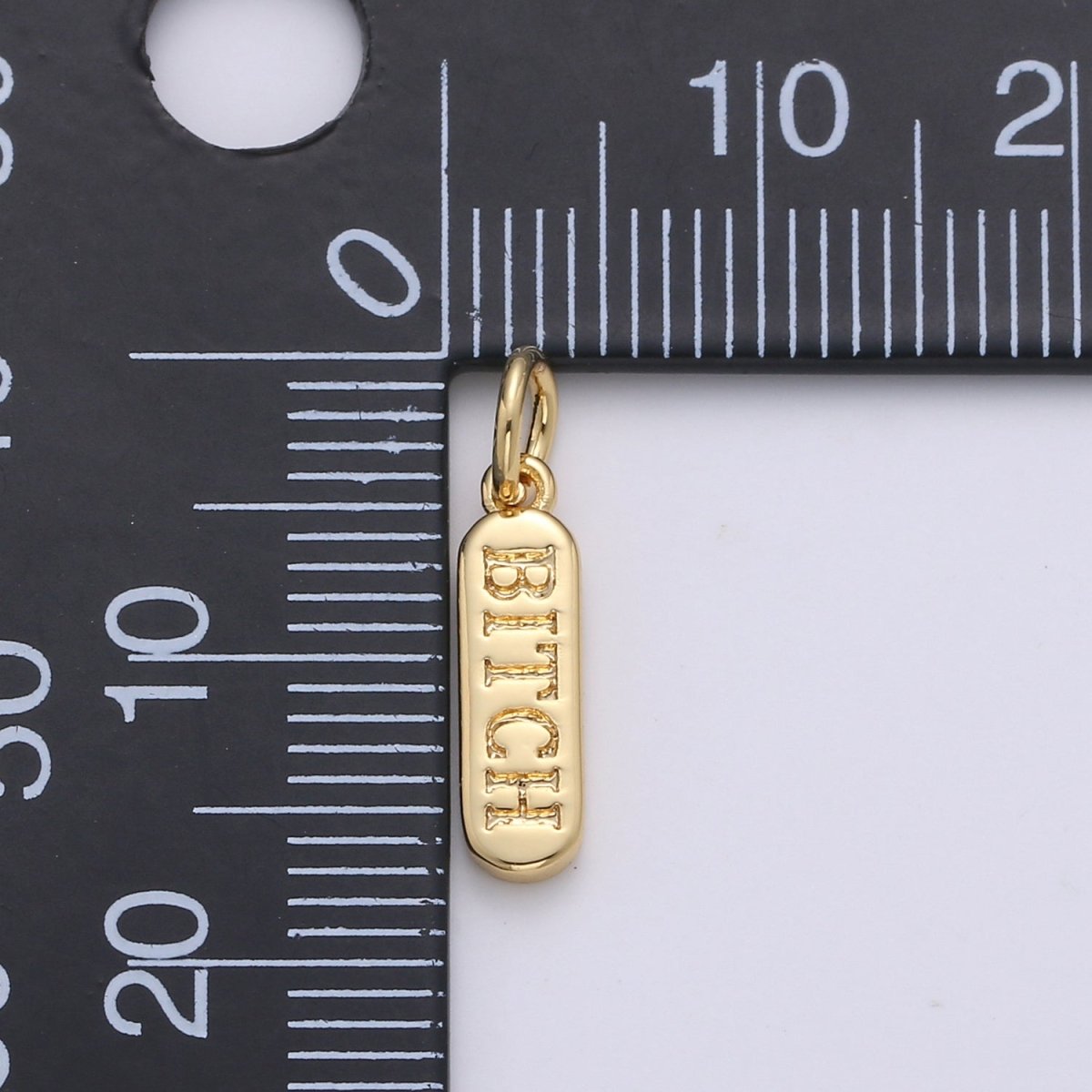 Dainty Gold Pill Bar Pendant, love mom hope happy chill