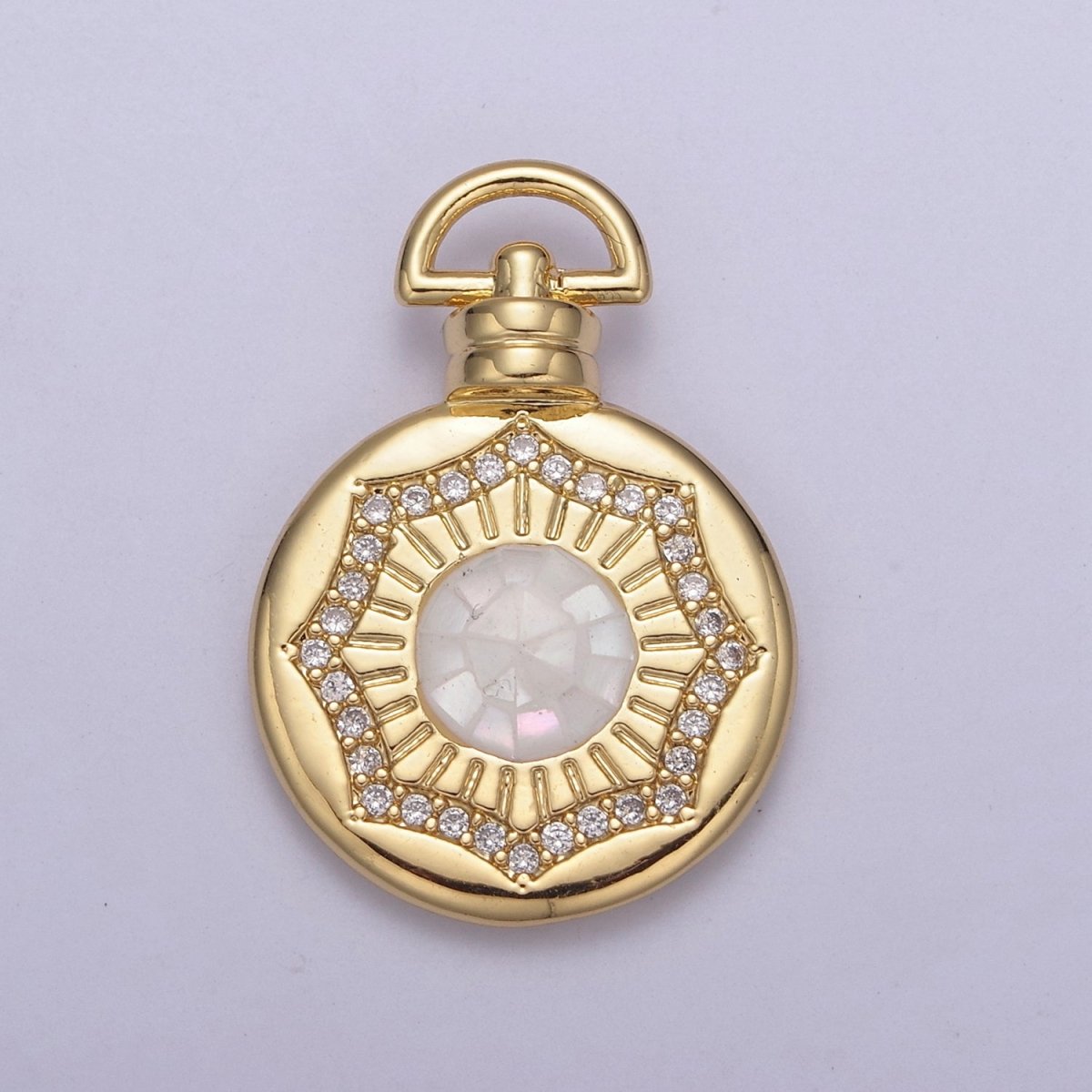 Dainty Gold Pink Shell Sun Pendant Micro Pave Round Medallion Pink / White Shell Celestial Jewelry Making H-717 H-726 - DLUXCA