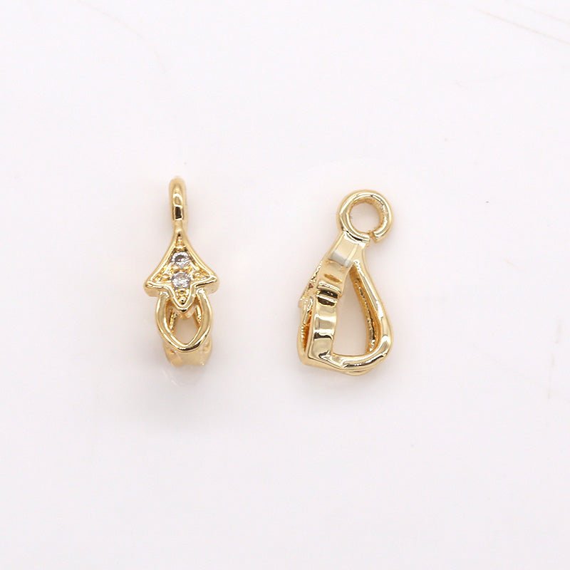 Dainty Gold Plated Bell Flower Charm CZ Floral Nature Micro Pave Charm Pendant GP-354 - DLUXCA