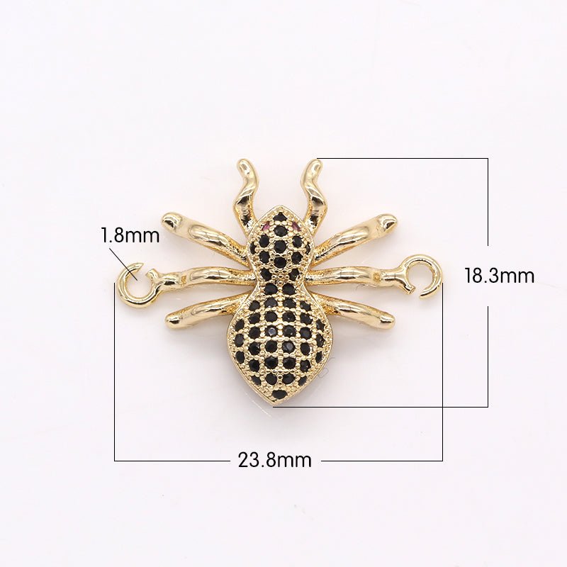 Dainty Gold Plated Spider Wasp Bug Connector CZ Animal Bug Nature Jewelry Supply Component GP-392 - DLUXCA