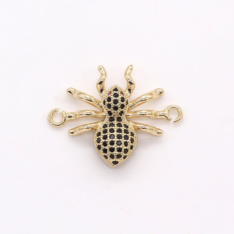 Dainty Gold Plated Spider Wasp Bug Connector CZ Animal Bug Nature Jewelry Supply Component GP-392 - DLUXCA