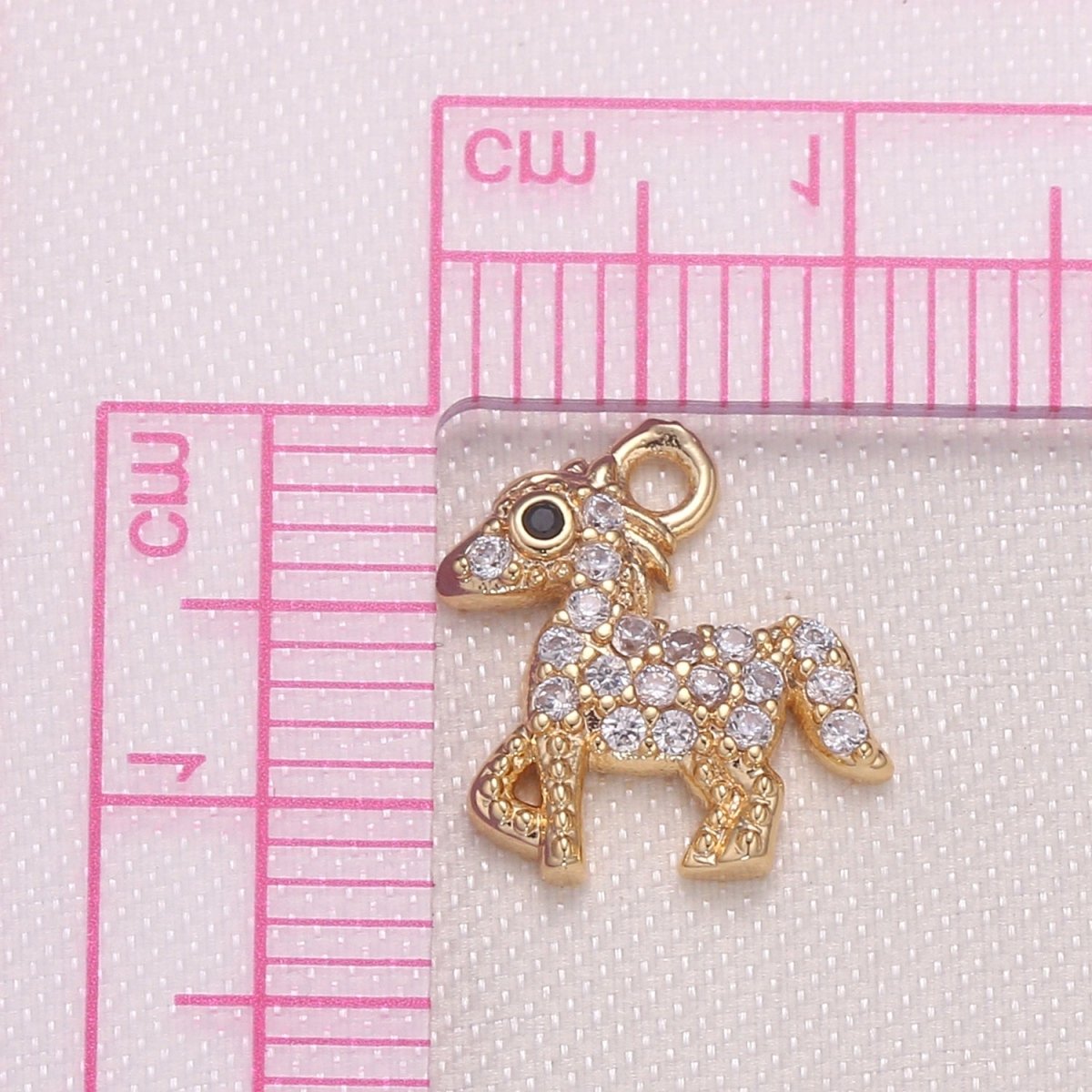 Dainty Gold Plated Zirconia Horse Charm, Golden Animal CZ Charm Pendant GP-934 - DLUXCA