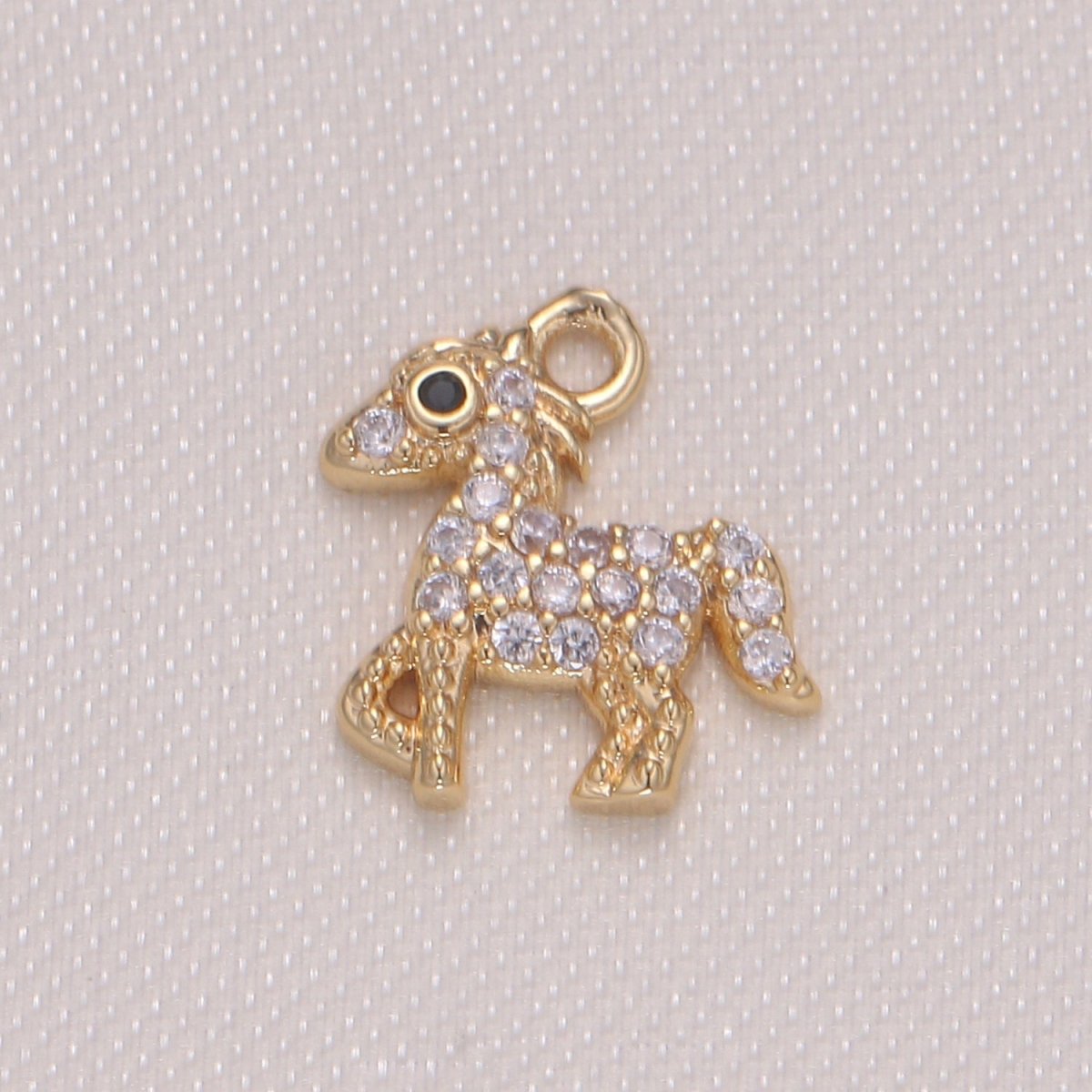 Dainty Gold Plated Zirconia Horse Charm, Golden Animal CZ Charm Pendant GP-934 - DLUXCA