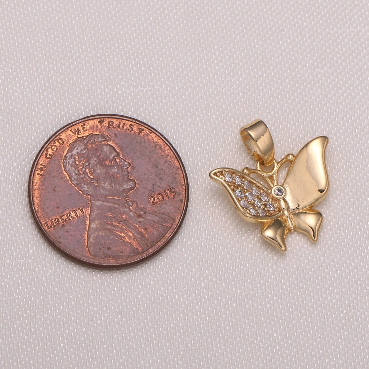 Dainty Gold Plated Zirconia Wing Butterfly Charm CZ Gold Mariposa Charm Pendant GP-1008 - DLUXCA