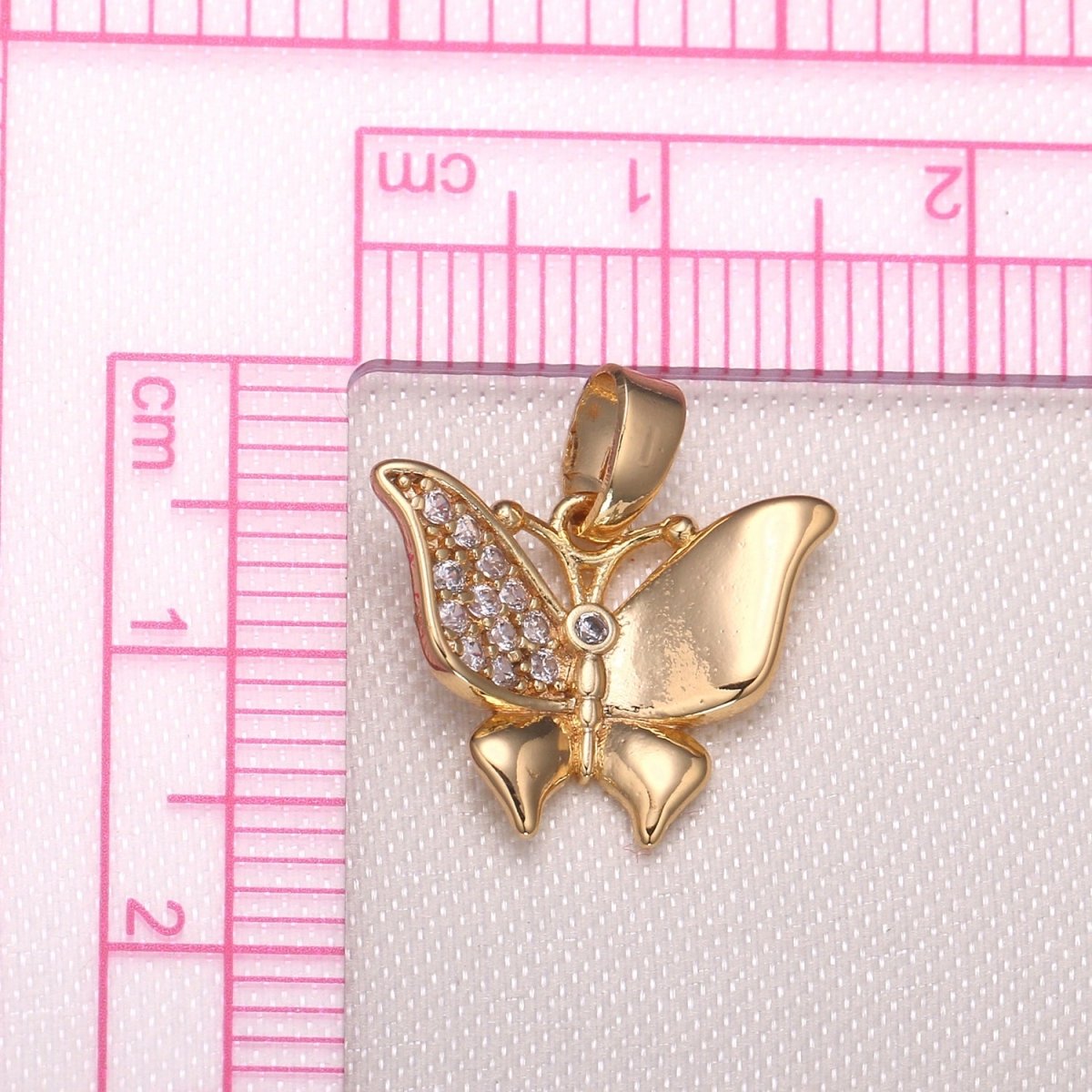 Dainty Gold Plated Zirconia Wing Butterfly Charm CZ Gold Mariposa Charm Pendant GP-1008 - DLUXCA