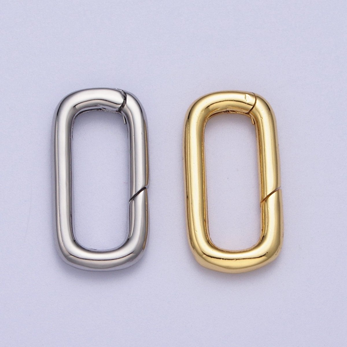 Dainty Gold Push in Oval Clasp For Charm Holder Clasp Pendants, 19.2 x 9.9mm Silver clasp enhancer Necklace Component Z-046 Z-047 - DLUXCA