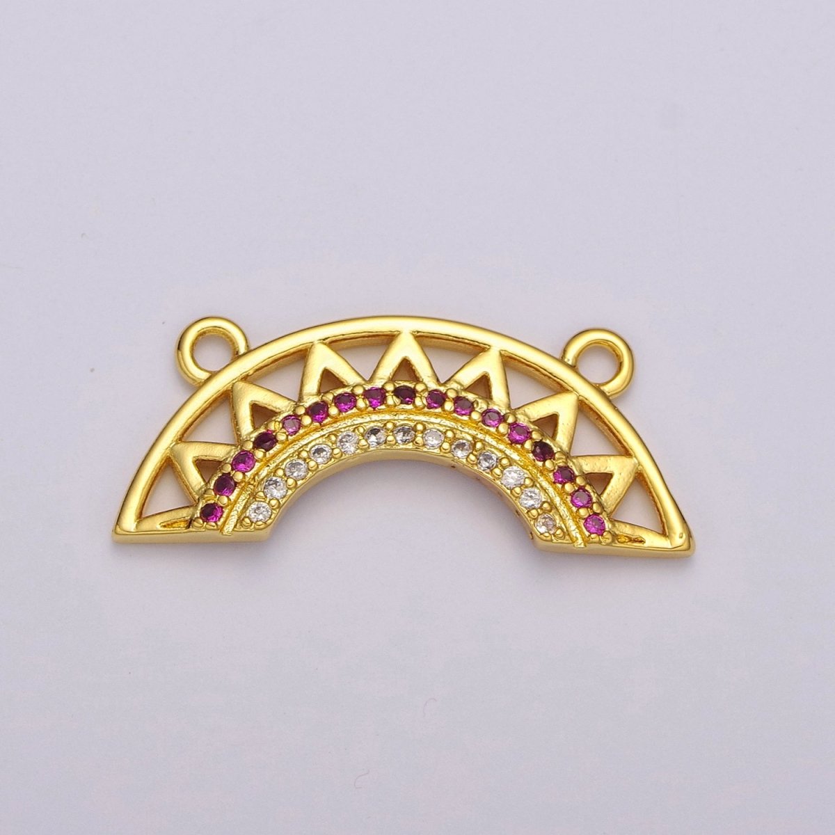 Dainty Gold Rainbow Charm Connector for Necklace Component F-933 - DLUXCA