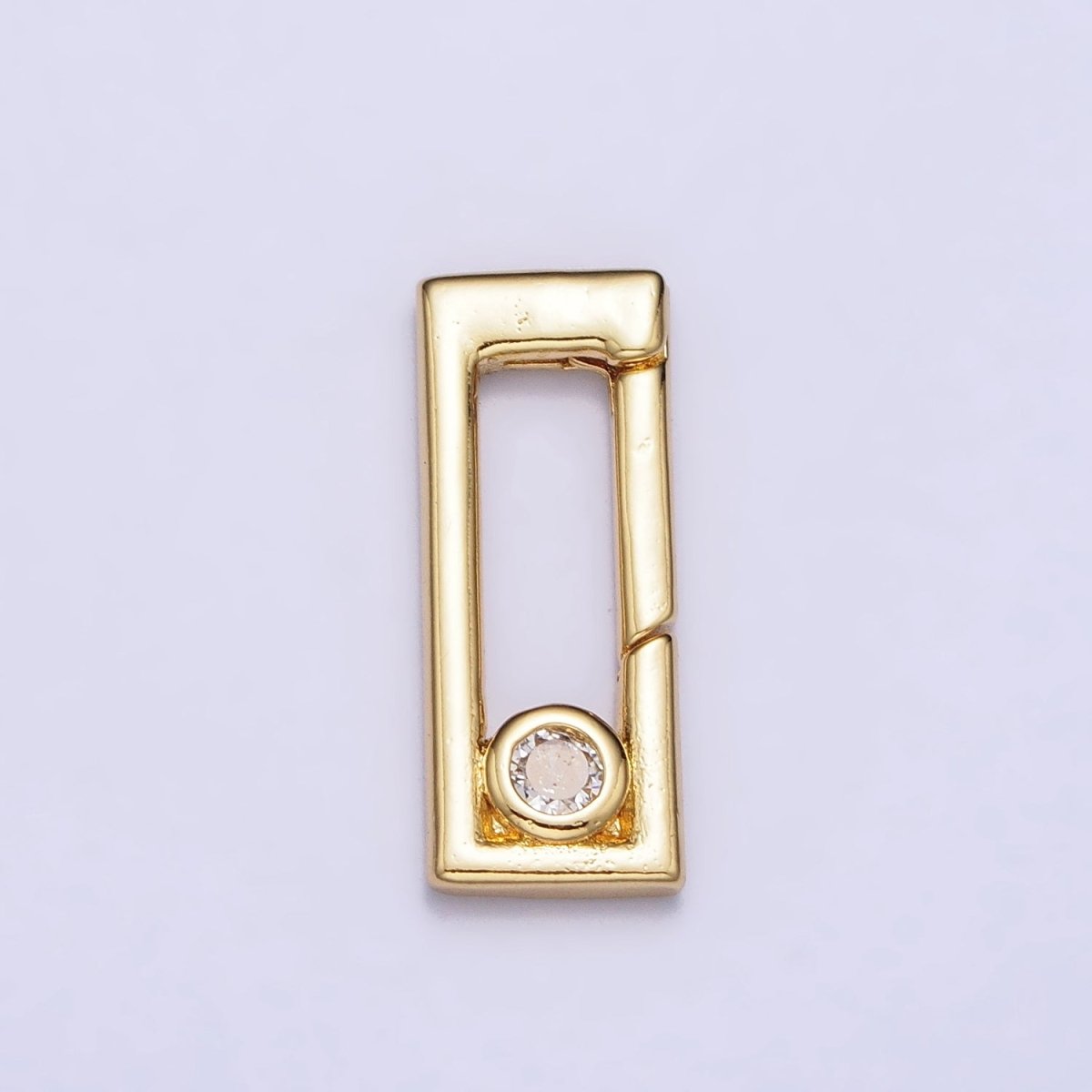 Dainty Gold Rectangle Clasp, Silver Hinged Clasp, Geometric Push Clasp Spring Gate Clasp with Micro Pave Safety Clasp Enhancer Z-350 Z-351 - DLUXCA