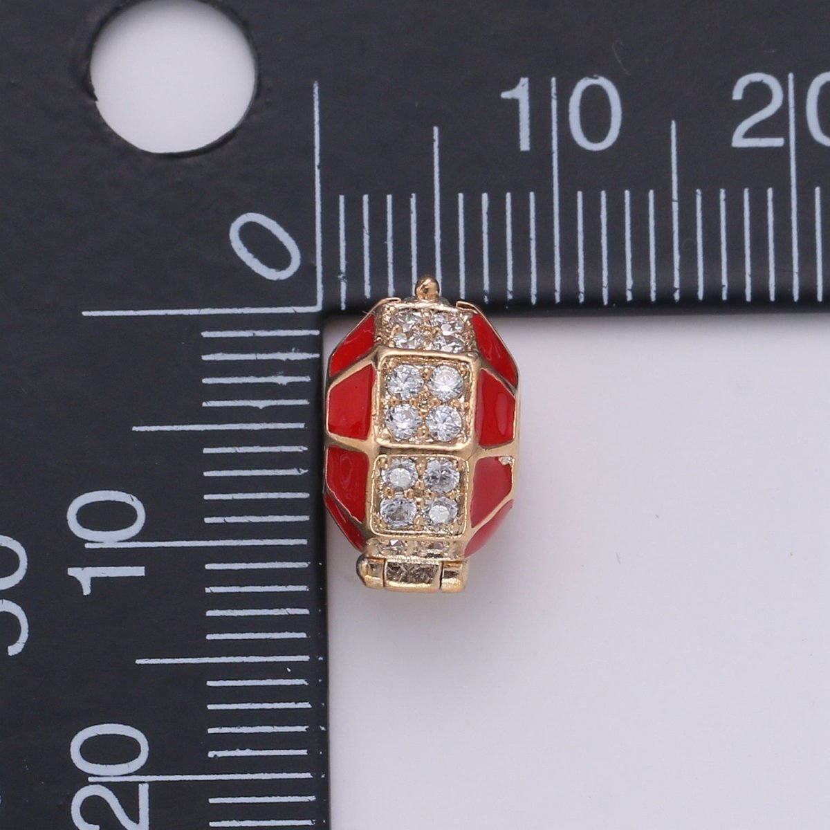 Dainty Gold Red Circle Round Beads CZ Crystal Gold Filled Geometric Jewelry Accessories Making Beads B373 - DLUXCA