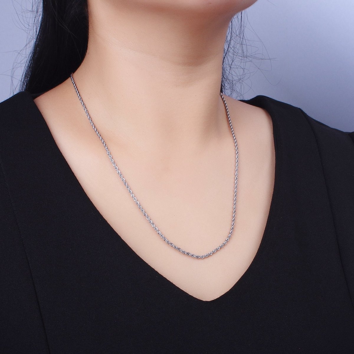 Dainty Gold Rope Chain Necklace Twisted Chain Necklace 17.75", 19.5 Inch + 2 inch Extender | WA-1524 WA-1525 - DLUXCA