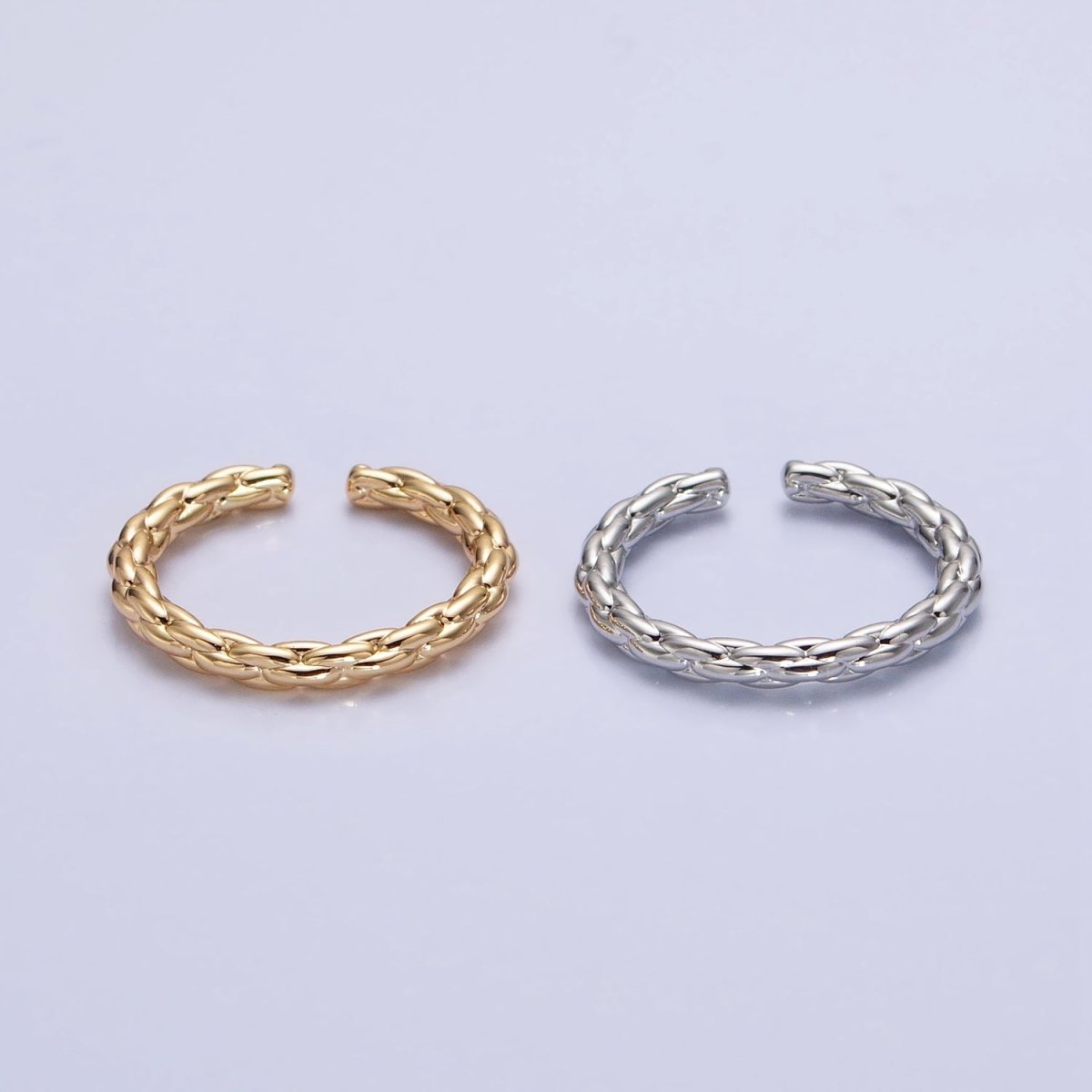Dainty Gold Rope Ring Open Adjustable Silver Thin Ring O-1549 O-1550 - DLUXCA