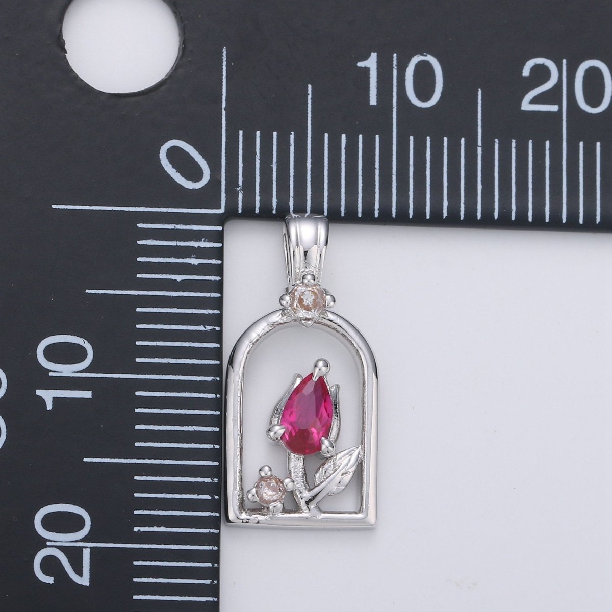 Dainty Gold Rose Pendant CZ Micro Pave Flower Pendant, Pink Floral Jewelry for Necklace Bracelet Earring Component I-655 I-656 - DLUXCA