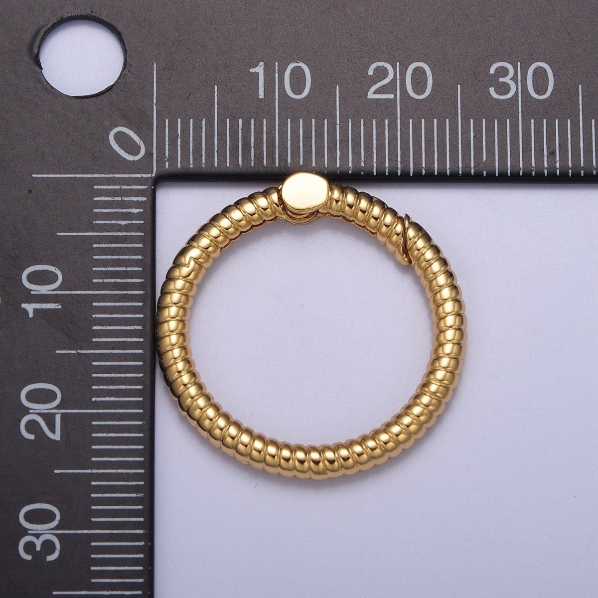 Dainty Gold Round Spring Gate Ring, Push Gate Clasp Charm Holder 14K Gold Filled Clasp for Charm Holder Connector L-729 L-730 - DLUXCA