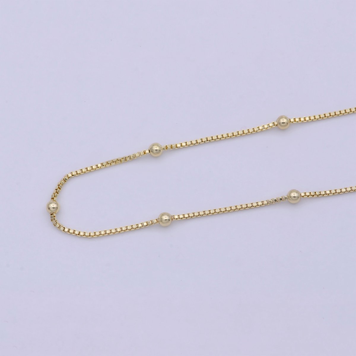 Dainty Gold Satellite Bead Chain Box Chain 18 inch Necklace For Jewelry Making Supply | WA-753 Clearance Pricing - DLUXCA