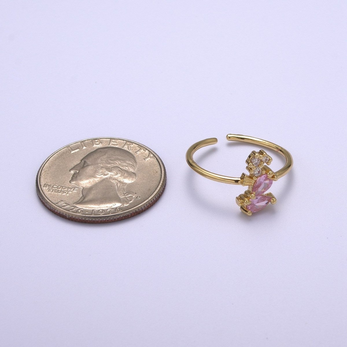 Dainty Gold Sea Horse ring, Gold Mini Animal Ring, Dainty Stackable Rings, Open Adjustable Ring CZ Under The Sea Inspired S-167 - DLUXCA