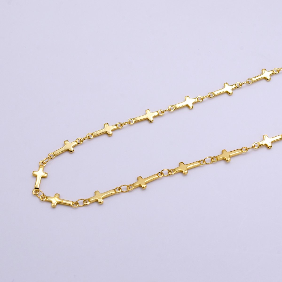 Dainty Gold Sideway Cross Link Chain by Yard 8.4mm links | ROLL-1494 - DLUXCA