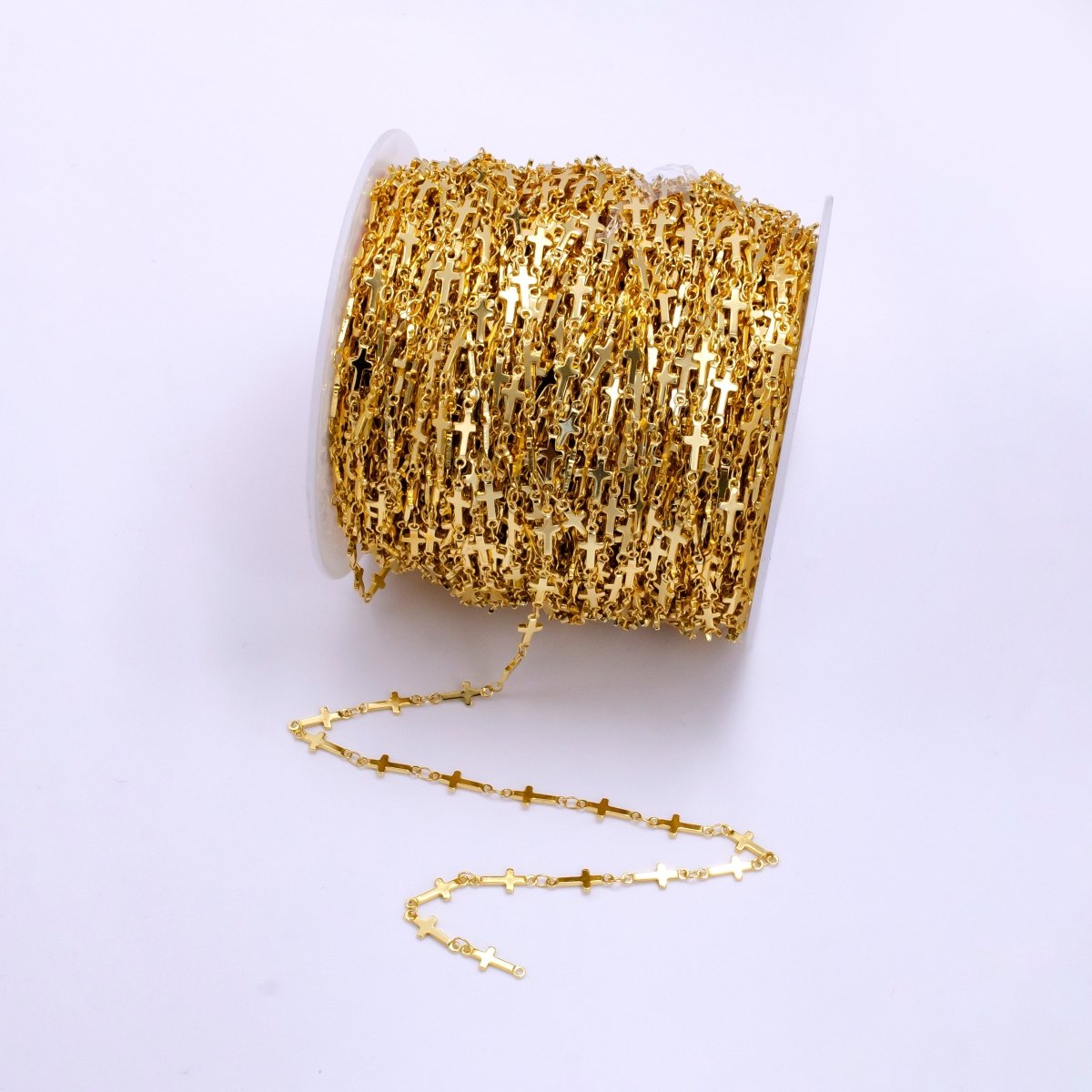 Dainty Gold Sideway Cross Link Chain by Yard 8.4mm links | ROLL-1494 - DLUXCA