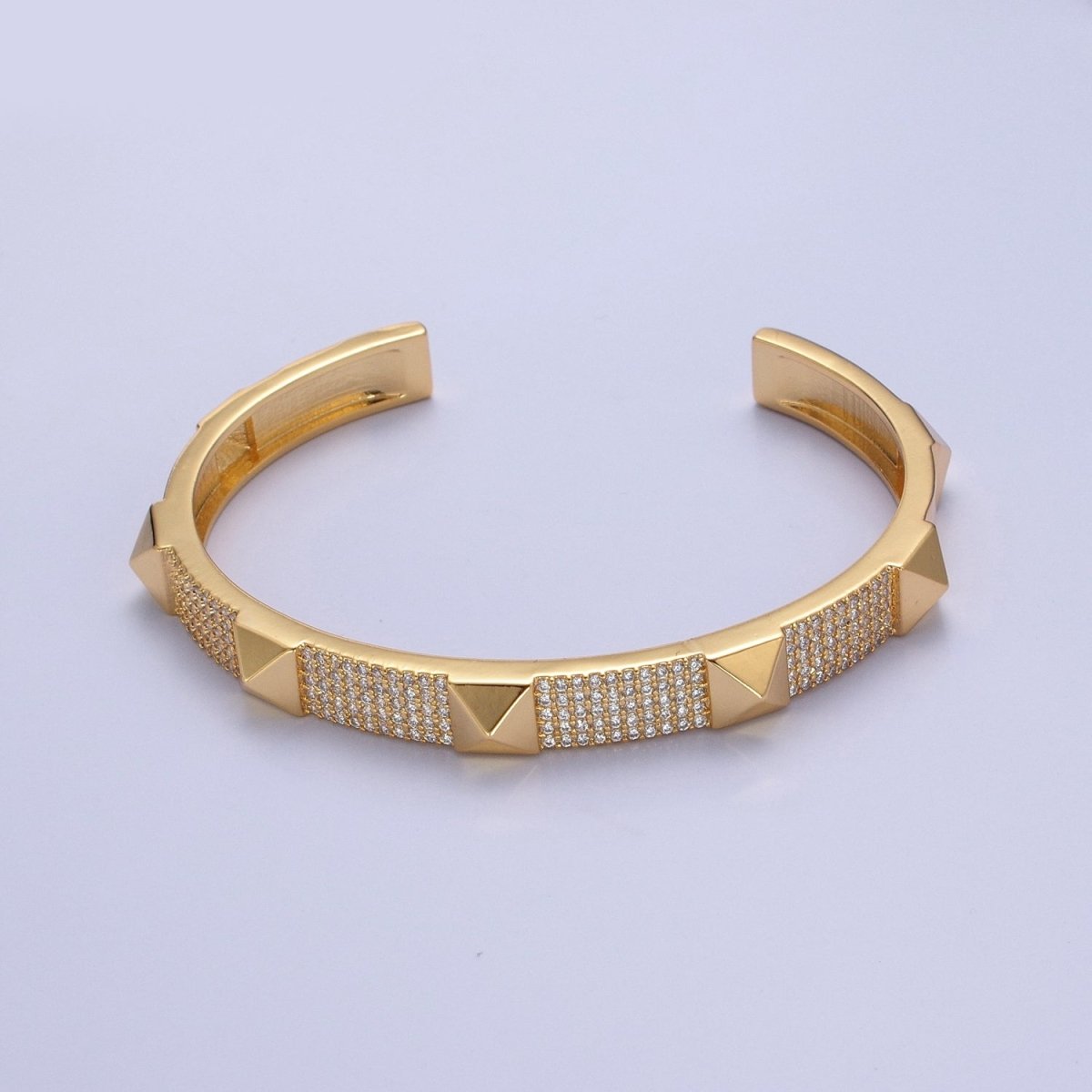 Dainty Gold / Silver Pyramid Stud Wristband Fashion Jewelry Open Cuff Bangle | WA-909 WA-910 Clearance Pricing - DLUXCA