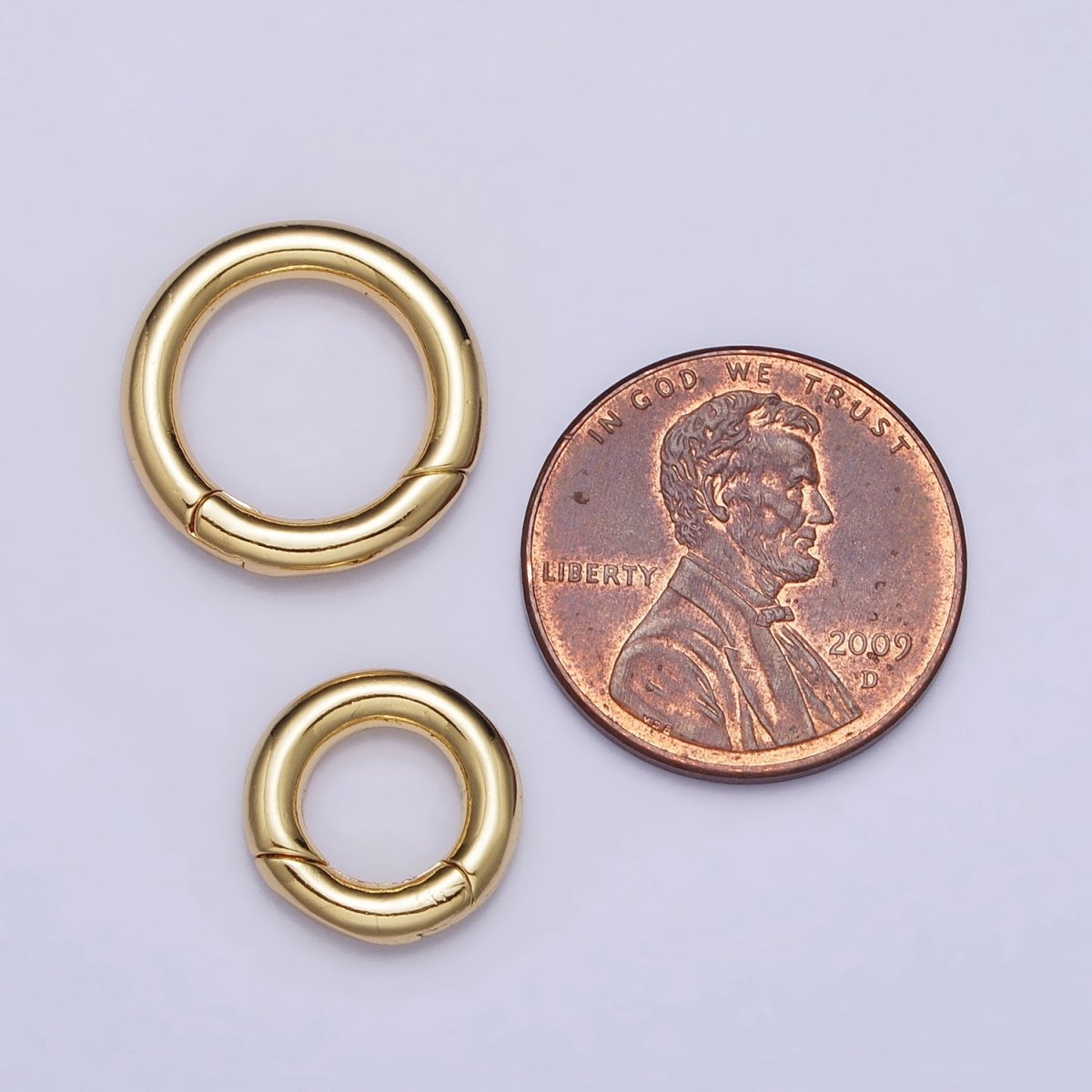 Dainty Gold Silver Spring Gate Ring 10mm, 15mm Round Circle Ring, Round Clasp, Push Clip Clasp, Spring Gate for Jewelry Making Z-340 Z-341 Z-352 Z-353 - DLUXCA