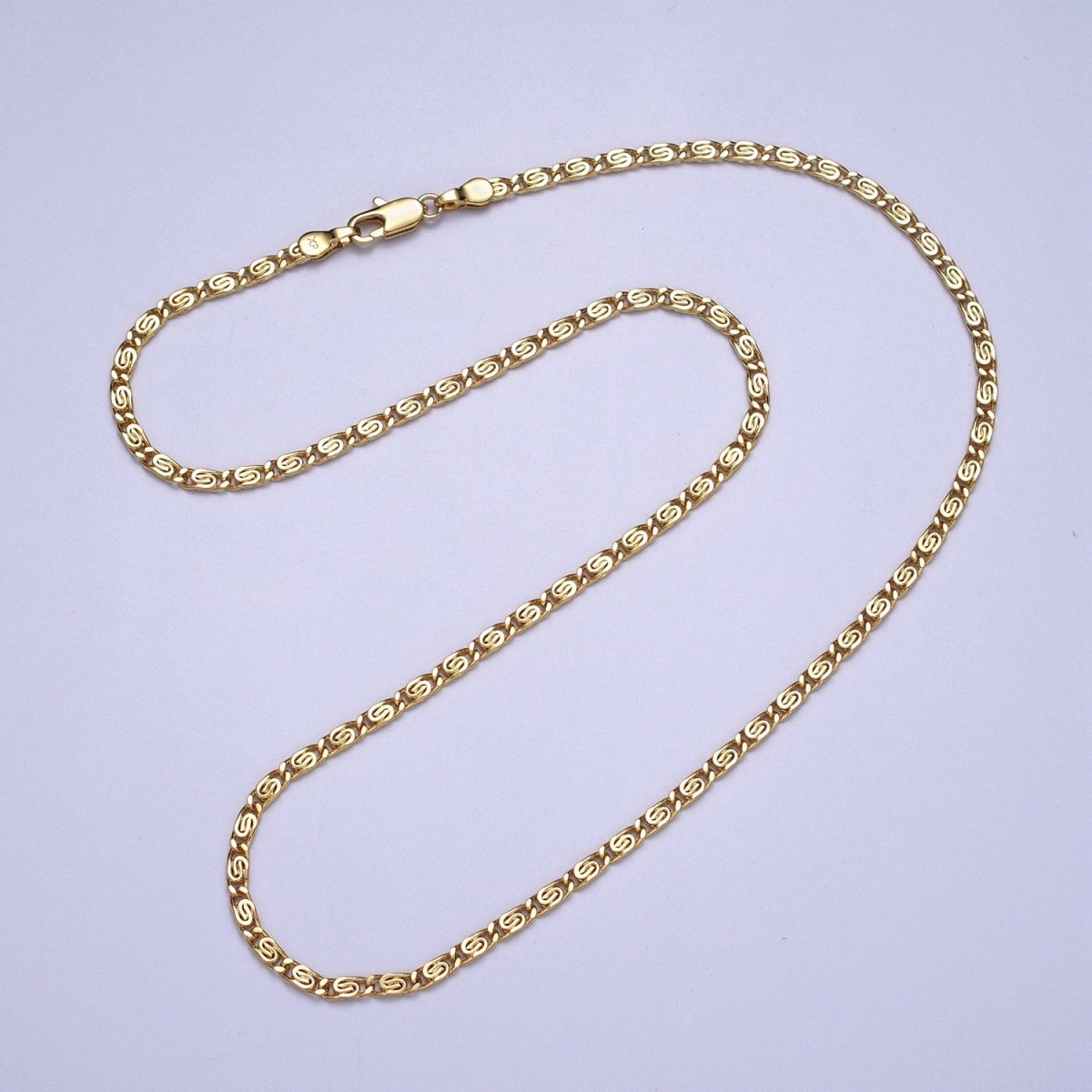 Dainty Gold Snail Chain Necklace 24K Gold Filled Scroll Chain Necklace | WA-1513 WA-1514 Clearance Pricing - DLUXCA