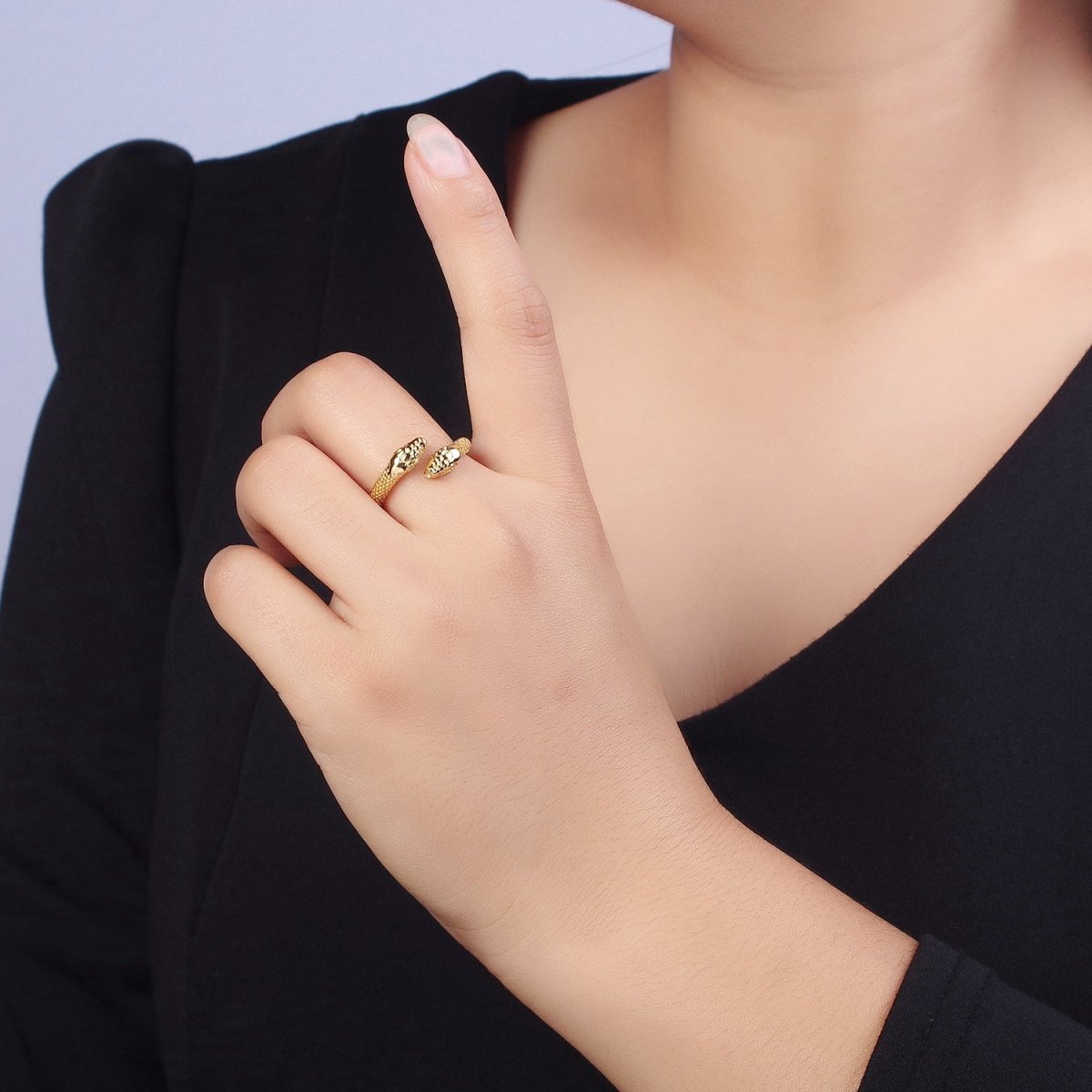 Dainty Gold Snake Ring, Adjustable Serpent Rings for Women Y-569 - DLUXCA