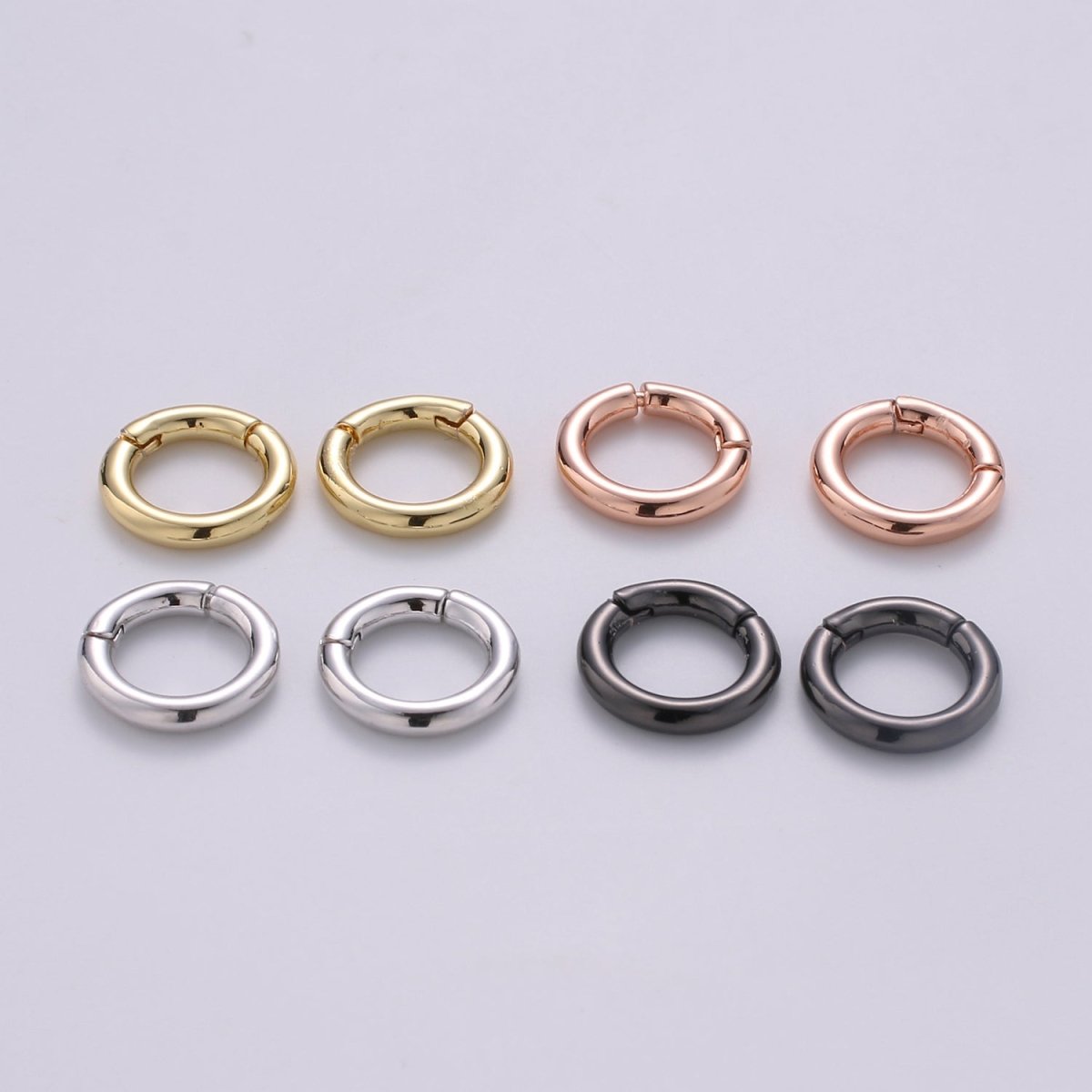 Dainty Gold Spring Gate Ring, Pull Gate ring, 12mm Round Circle Ring, Charm Holder 14K Gold Filled Clasp for Charm Holder Connector K-892 to K-895 L-083 - DLUXCA