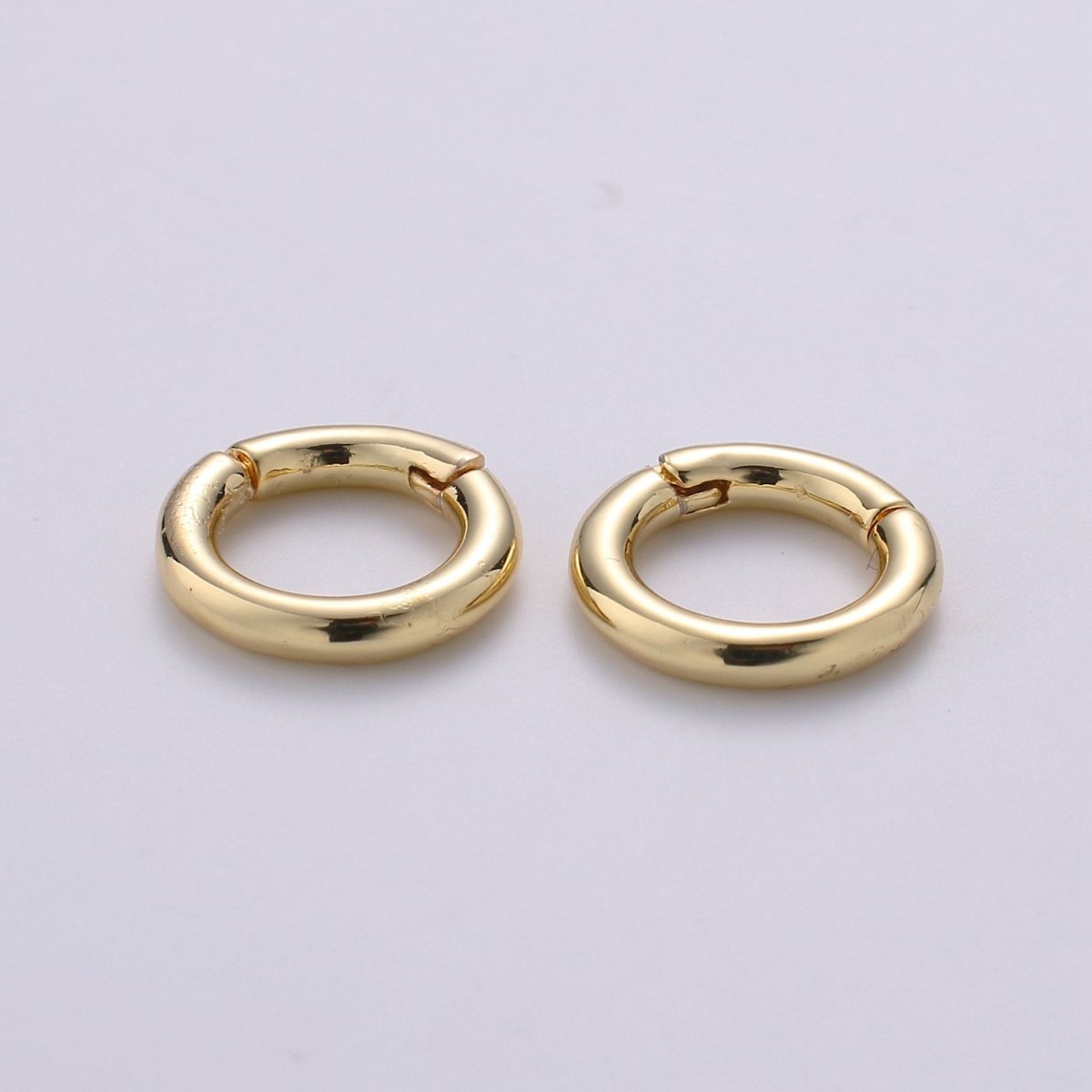 Dainty Gold Spring Gate Ring, Push Gate ring, 12mm Round Circle Ring, Charm Holder 14K Gold Filled Clasp for Charm Holder Connector K-892 to K-895 - DLUXCA