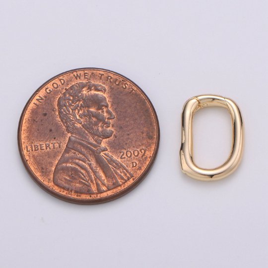 Dainty Gold Spring Gate Ring, Push Gate ring, 12x9mm Oval Ring Gold Filled Clasp for Charm Holder Connector K-435 - DLUXCA