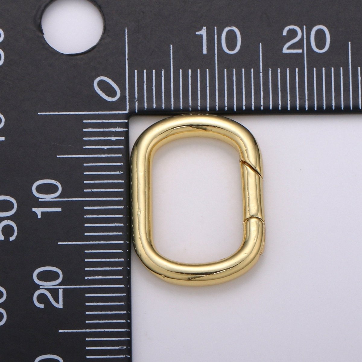 Dainty Gold Spring Gate Ring, Push Gate ring, 15x20mm Oval Ring, Charm Holder 14K Gold Filled Clasp for Charm Holder Connector L-004 - DLUXCA