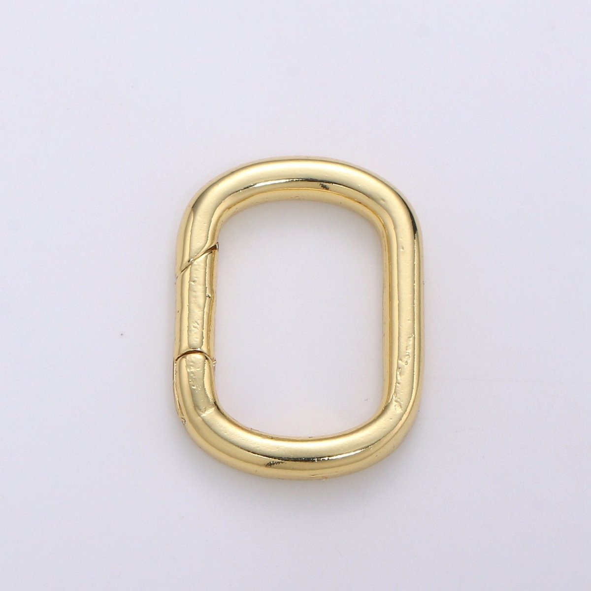Dainty Gold Spring Gate Ring, Push Gate ring, 15x20mm Oval Ring, Charm Holder 14K Gold Filled Clasp for Charm Holder Connector L-004 - DLUXCA