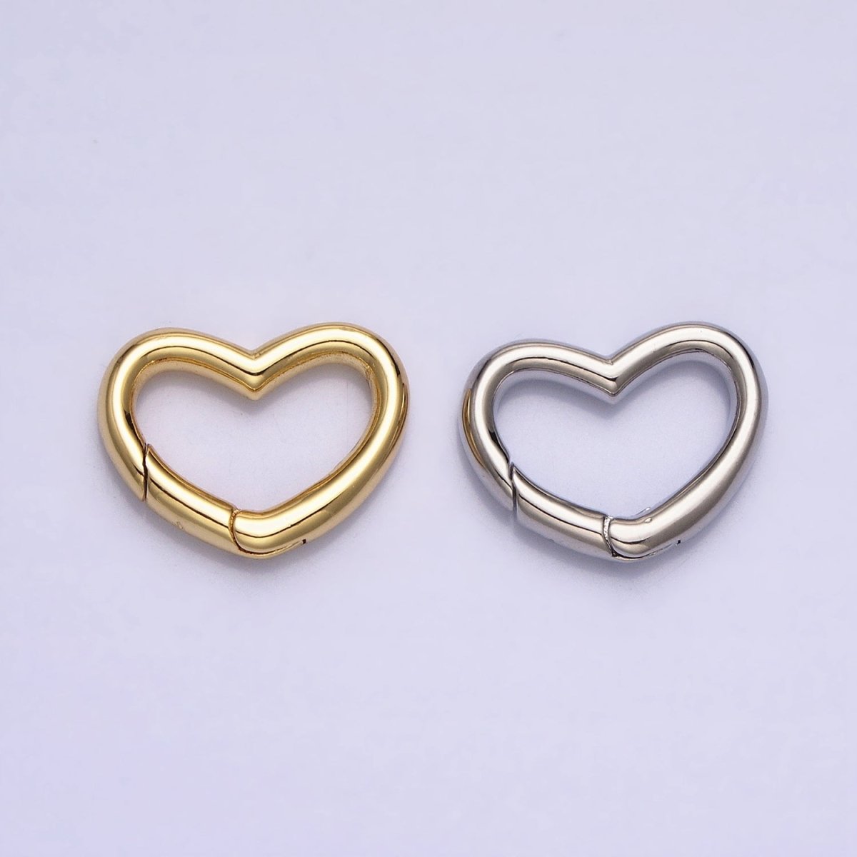 Dainty Gold Spring Gate Ring, Push Gate ring, 16.6x13mm Heart Clasp Charm Holder Gold SilverClasp for Link Chain Connector Z-173 Z-174 - DLUXCA