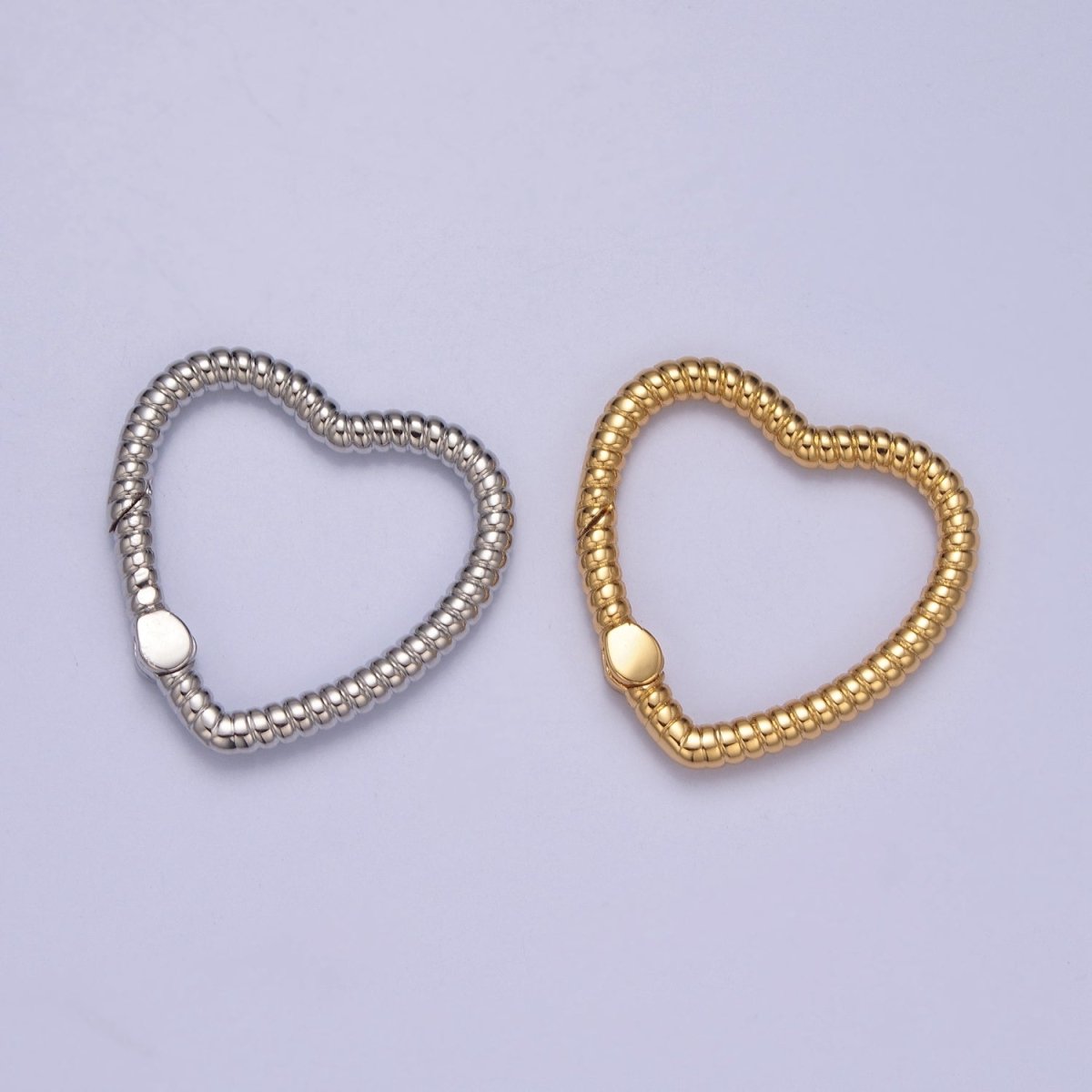 Dainty Gold Spring Heart Gate Ring, Push Gate Clasp Charm Holder 14K Gold Filled Clasp for Charm Holder Connector L-725 L-726 - DLUXCA