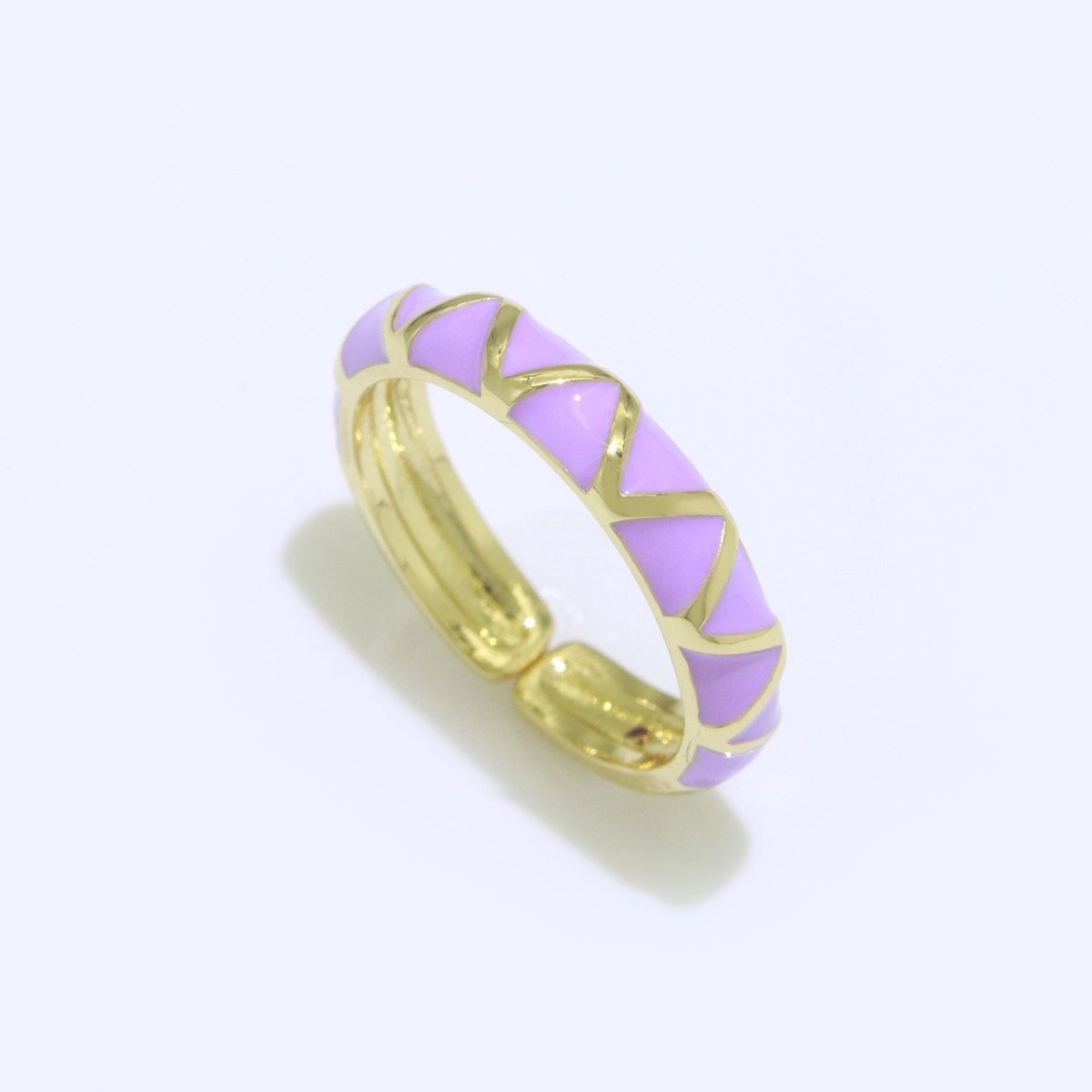 Dainty Gold Stackable Enamel Ring Bohemian Colorful Rainbow Band Open Adjustable S-120 ~ S-129 - DLUXCA