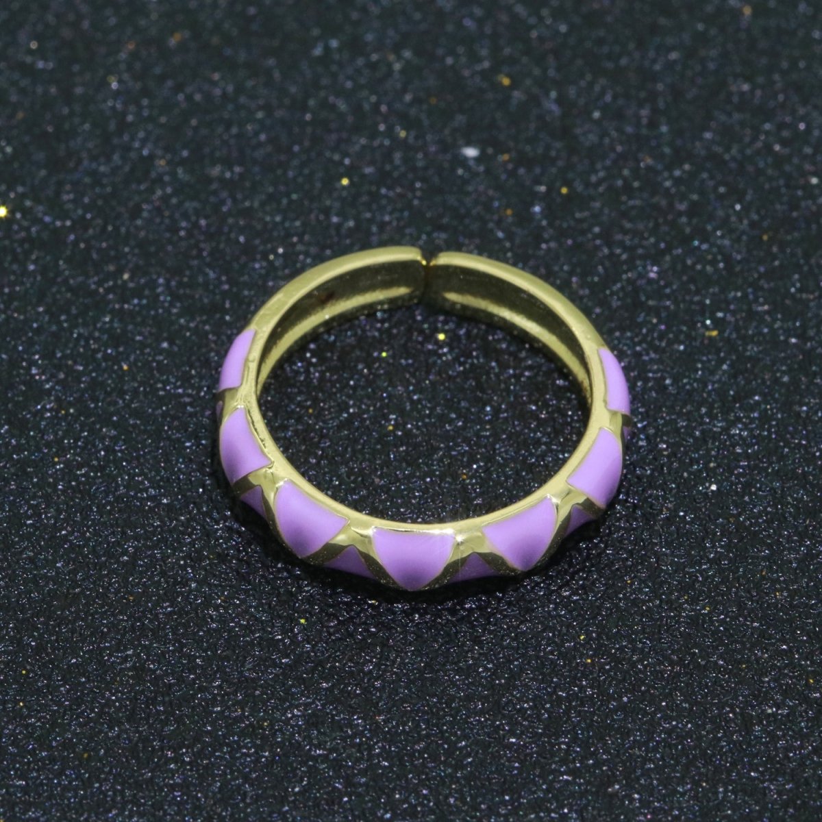 Dainty Gold Stackable Enamel Ring Bohemian Colorful Rainbow Band Open Adjustable S-120 ~ S-129 - DLUXCA