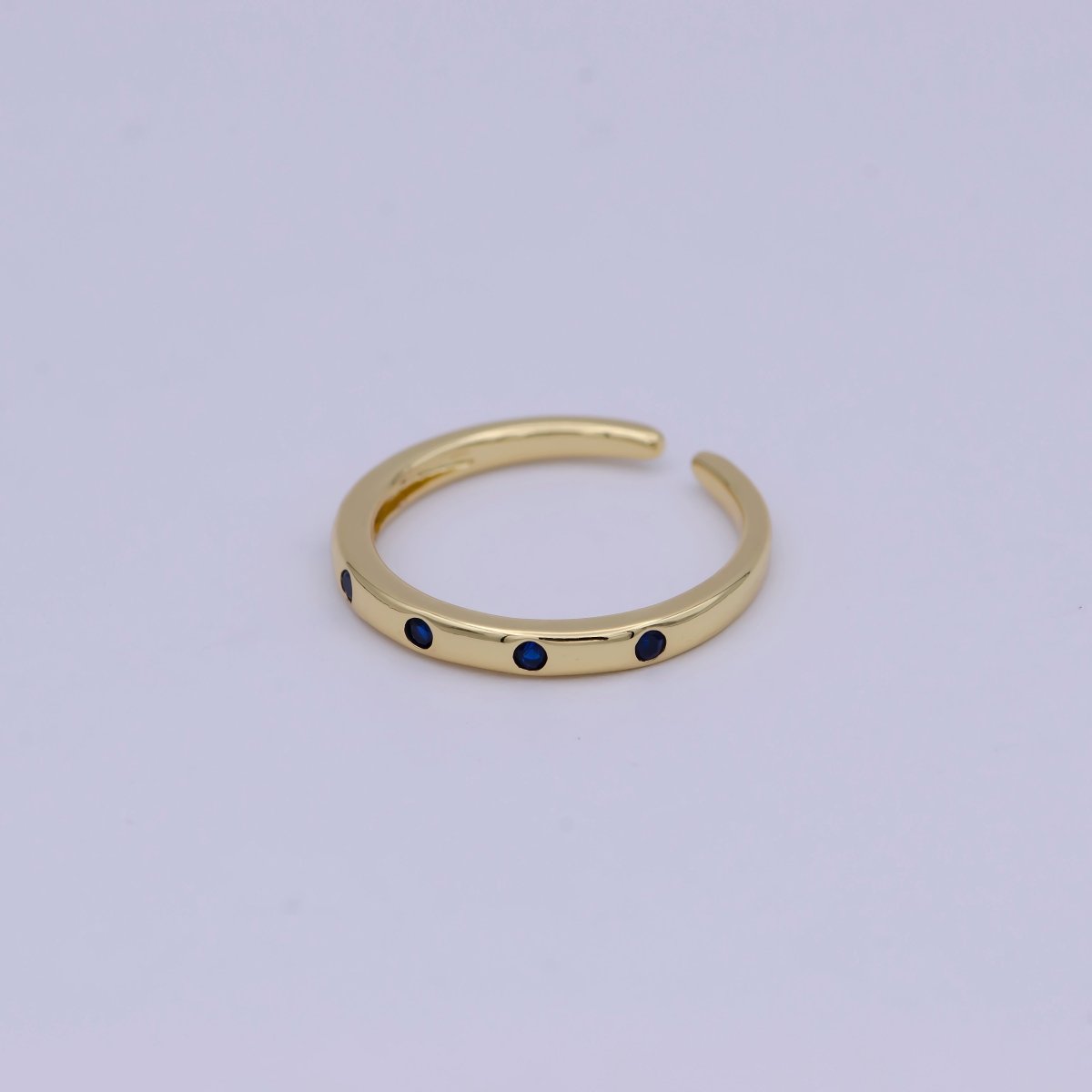 Dainty Gold Stacking Ring, Gold Minimalist CZ Ring, Simple Open Adjustable Thin Ring, Gift for Her, Delicate Ring U-485 ~ U-489 - DLUXCA