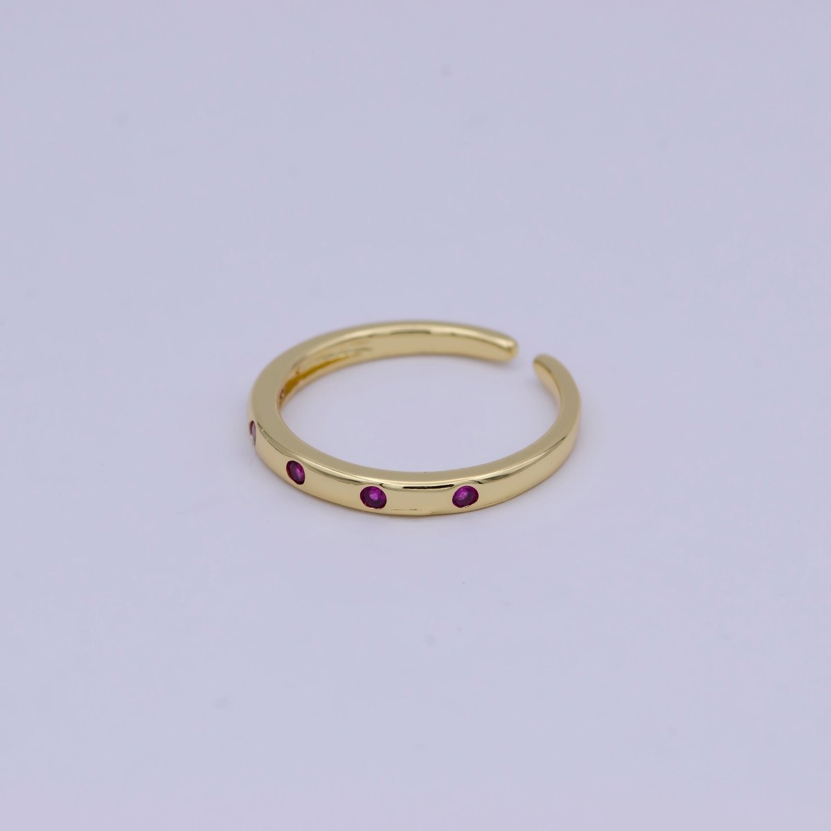 Dainty Gold Stacking Ring, Gold Minimalist CZ Ring, Simple Open Adjustable Thin Ring, Gift for Her, Delicate Ring U-485 ~ U-489 - DLUXCA