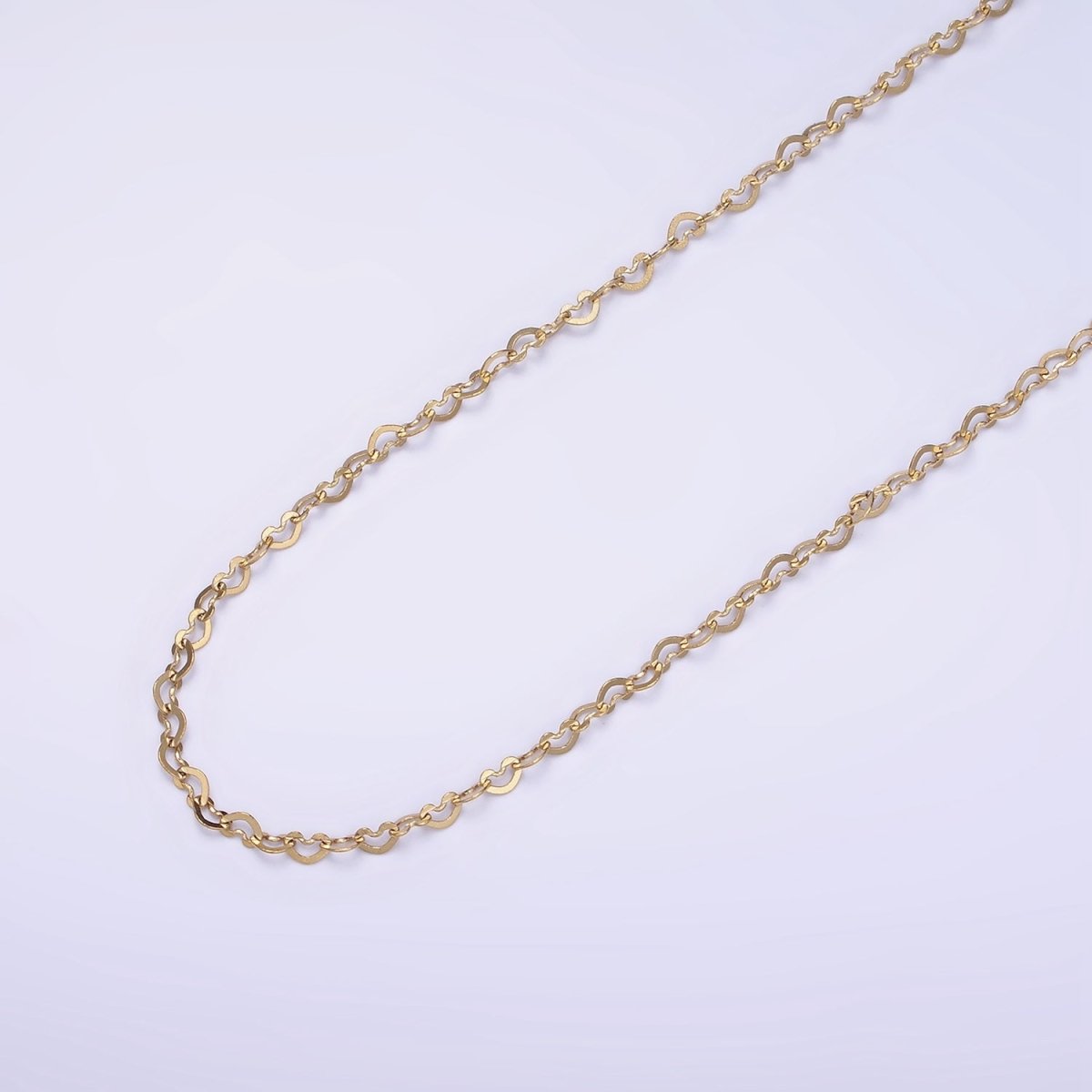 Dainty Gold Stainless Steel Heart Chain by Yard Soldered Closed 2mm links | ROLL-1473 - DLUXCA