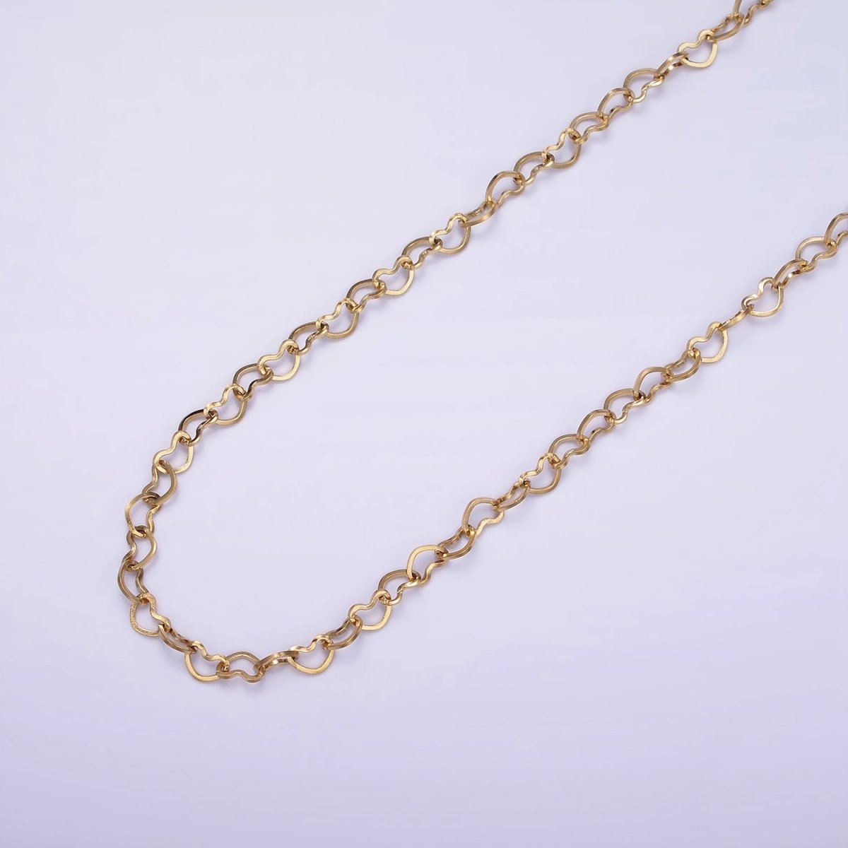 Dainty Gold Stainless Steel Heart Chain by Yard Soldered Closed 3mm links | ROLL-1474 - DLUXCA