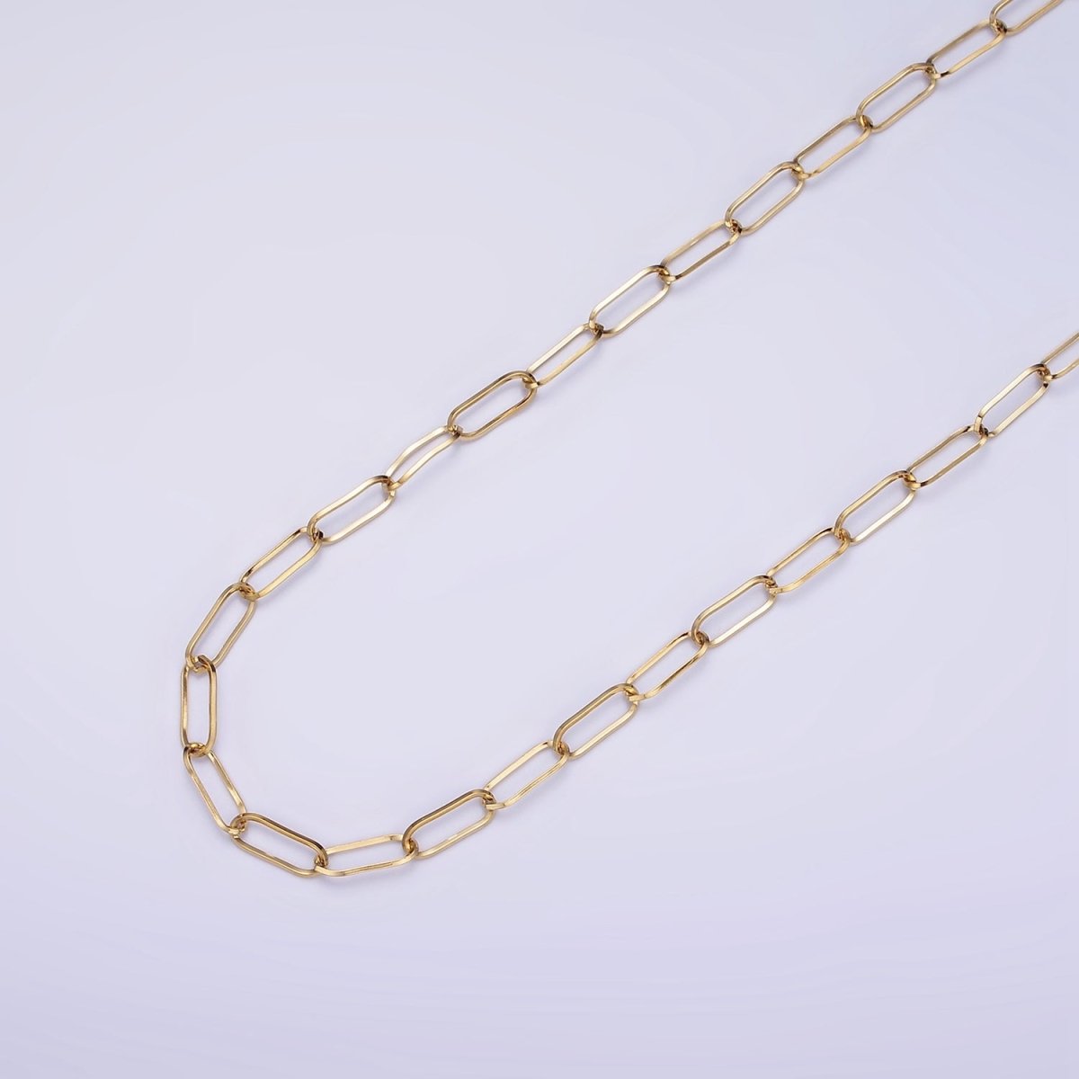 Dainty Gold Stainless Steel Paperclip Chain by Yard Soldered Closed 3mm links | ROLL-1472 - DLUXCA