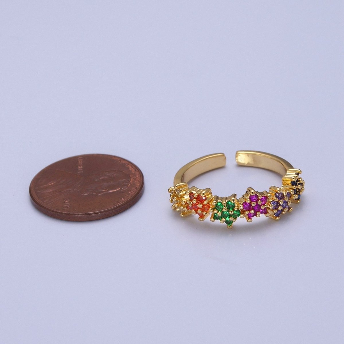 Dainty Gold Star Ring Multi Color Cz Ring O-2133 - DLUXCA