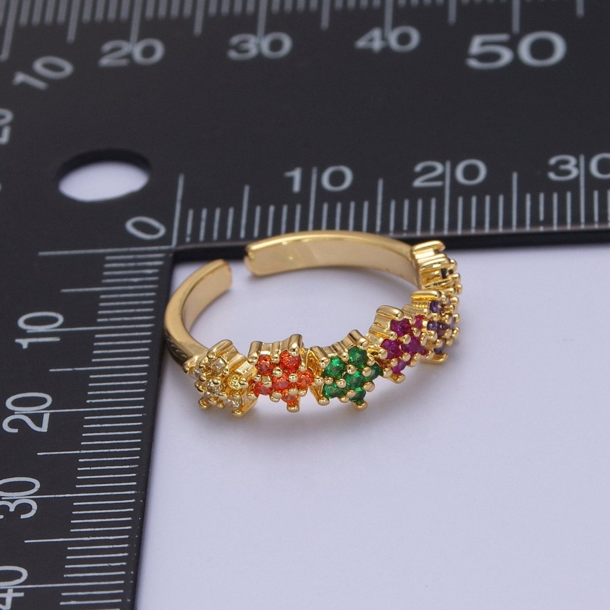 Dainty Gold Star Ring Multi Color Cz Ring O-2133 - DLUXCA