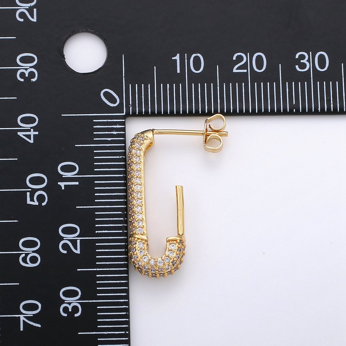 Dainty Gold Stud Earring Dangle Hoop Earrings, Micro Pave Statement Earrings, Minimalist Earrings CZ Cubic Simple earring Gift for Her K-623 - DLUXCA