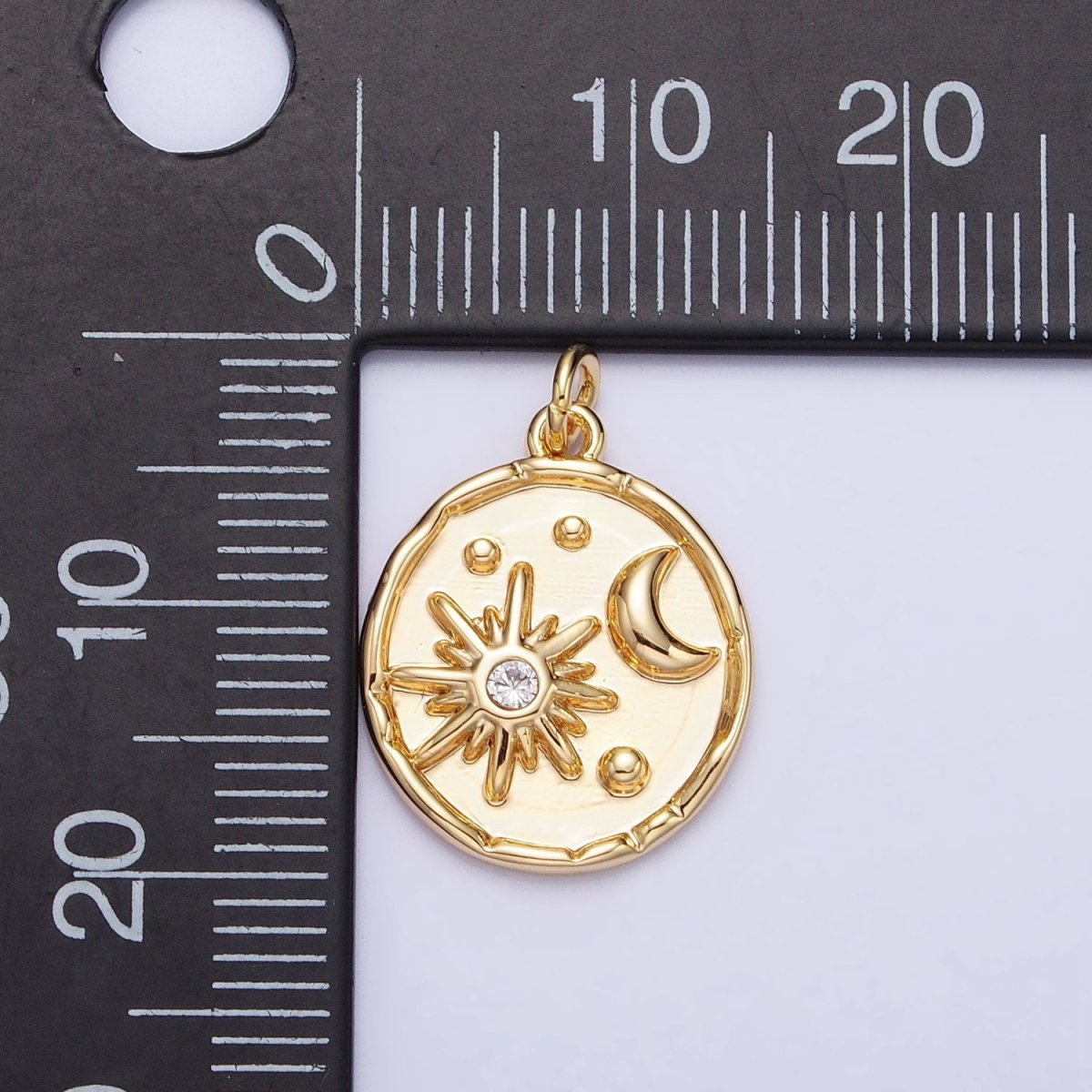 Dainty Gold Sun With Moon in Coin Charm Silver Celestial Jewelry AC755 AC756 - DLUXCA
