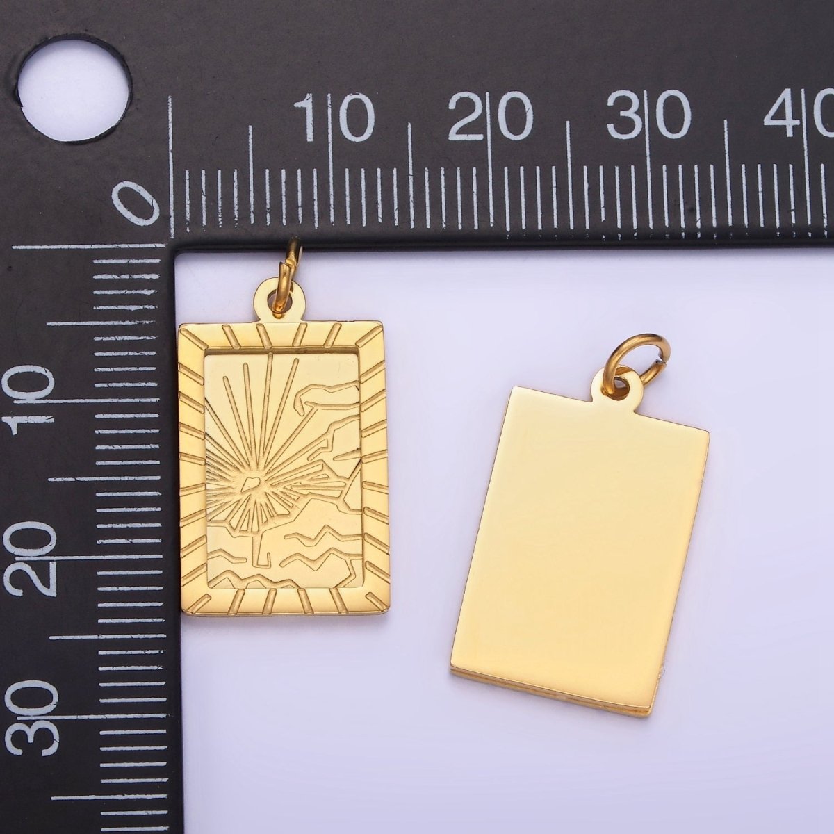 Dainty Gold Tag Stainless Steel Sun Charm Morning Sky Celestial Jewelry Pendant| P1404 - DLUXCA