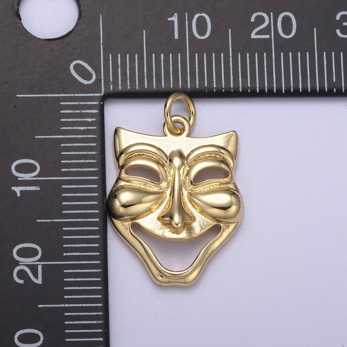 Dainty Gold Theater Mask Charm Drama Play Art Comedy Charm Cameo Inspired Gift C-344 - DLUXCA