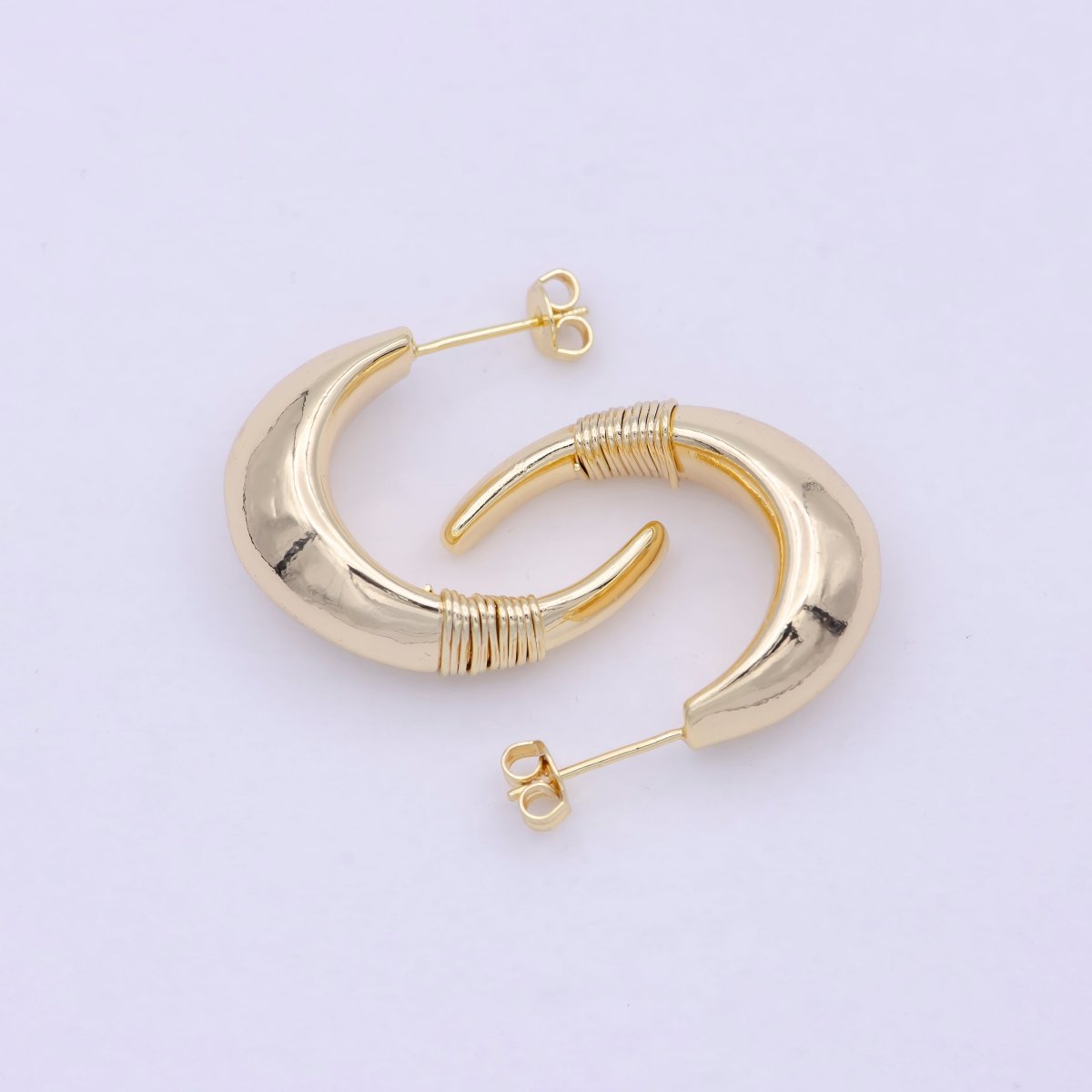 Dainty Gold Tusk Hoop Earring Bohemian Boho Inspired Jewelry T-018 - DLUXCA