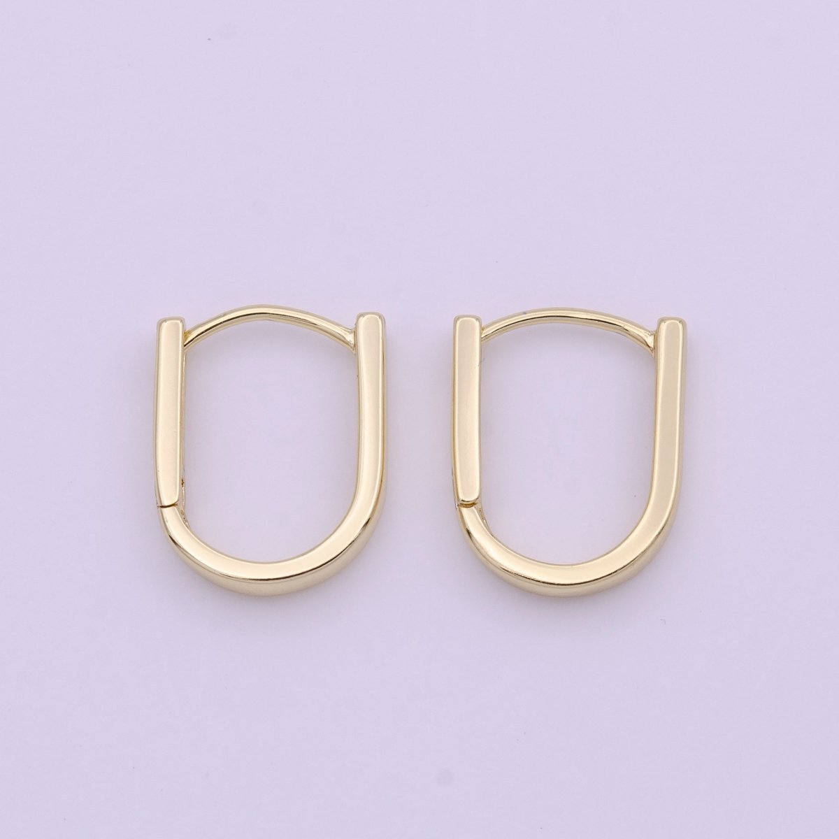 Dainty Gold U Shaped Boxy 15mm Huggie Earrings | Y-161 - DLUXCA