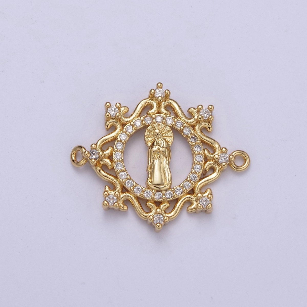 Dainty Gold Virgin Mary Charm Connector for Bracelet F-432 - DLUXCA